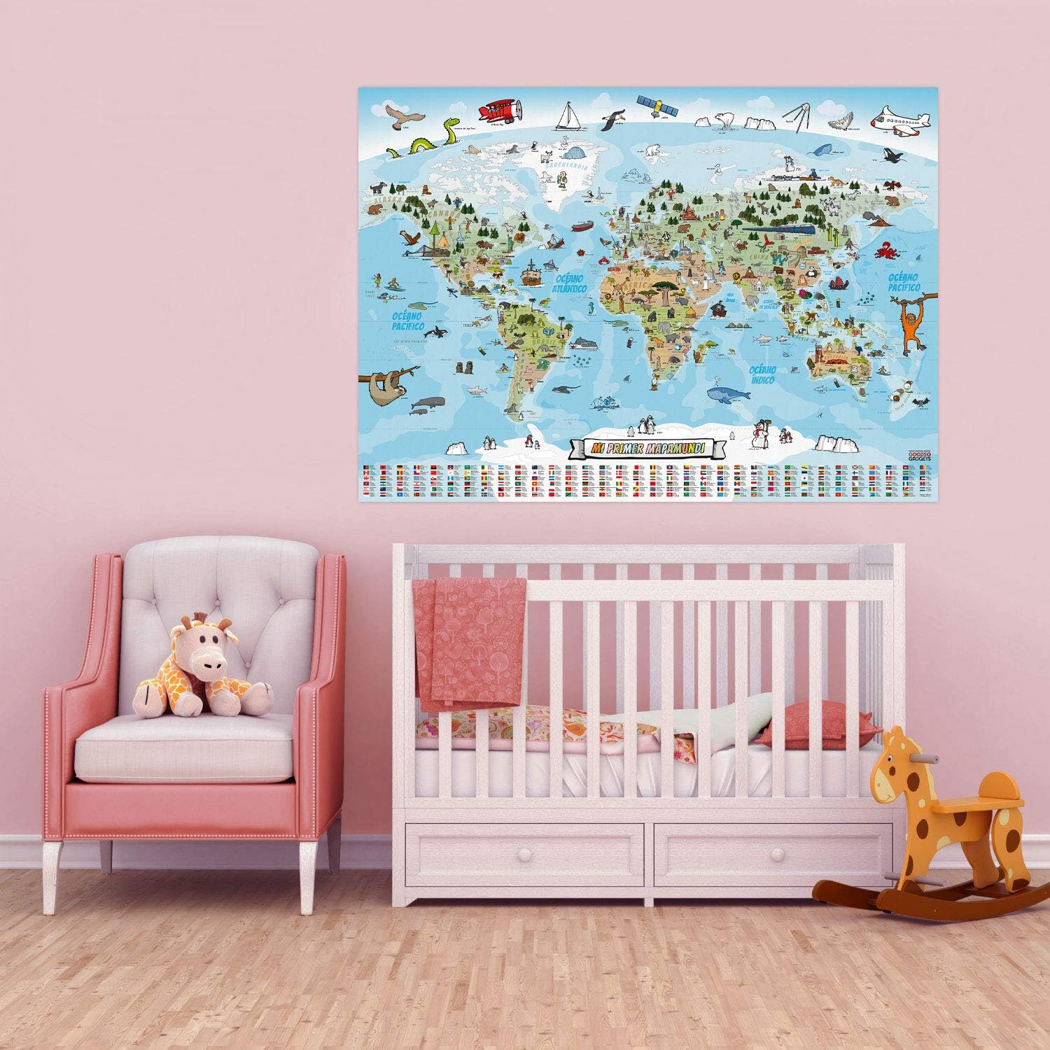 Kinder Weltkarte XXL - 140x100cm Lernposter für Kinder