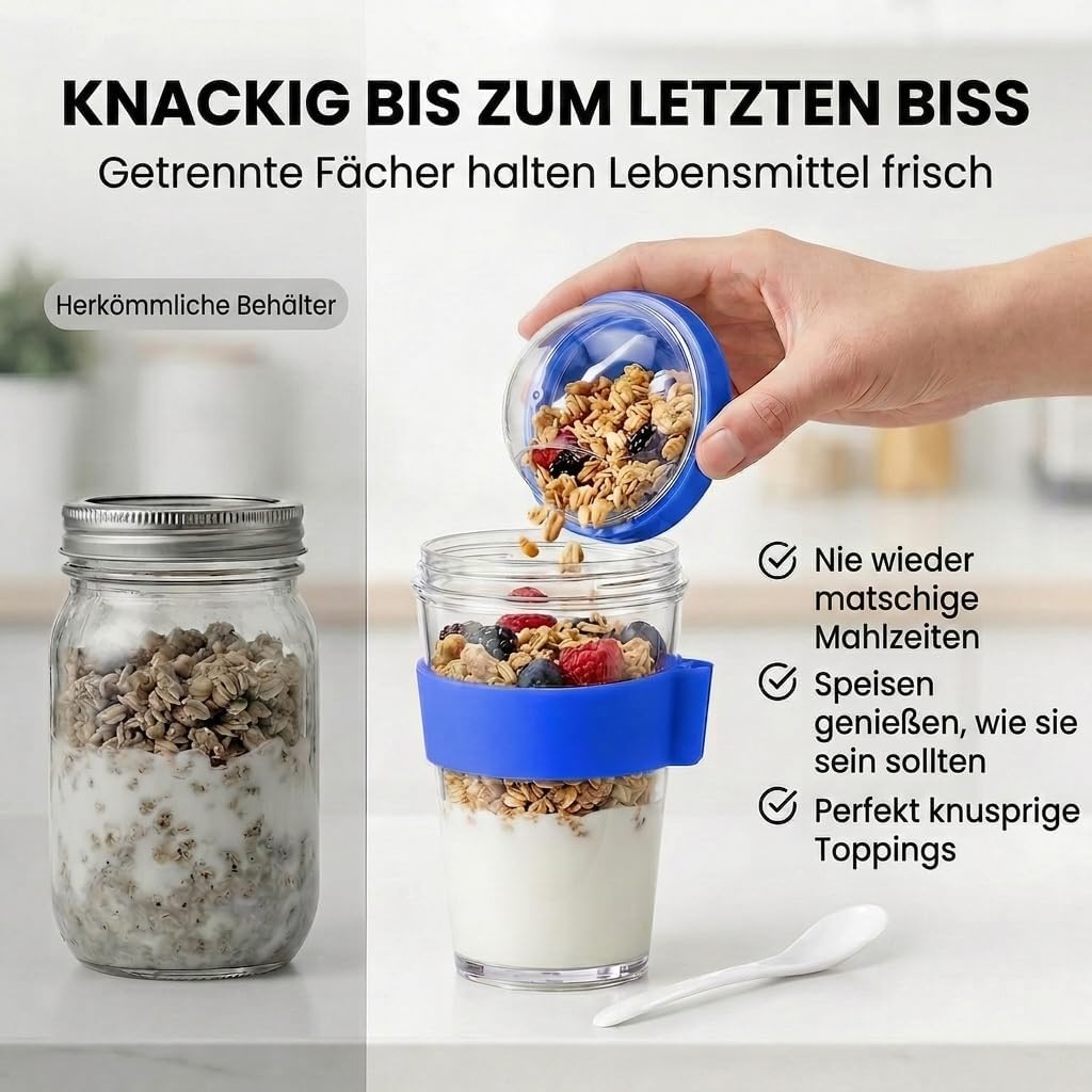 Joghurt- & Müsli-Becher für Unterwegs - 2-in-1 Müsli 2 go Becher Blau