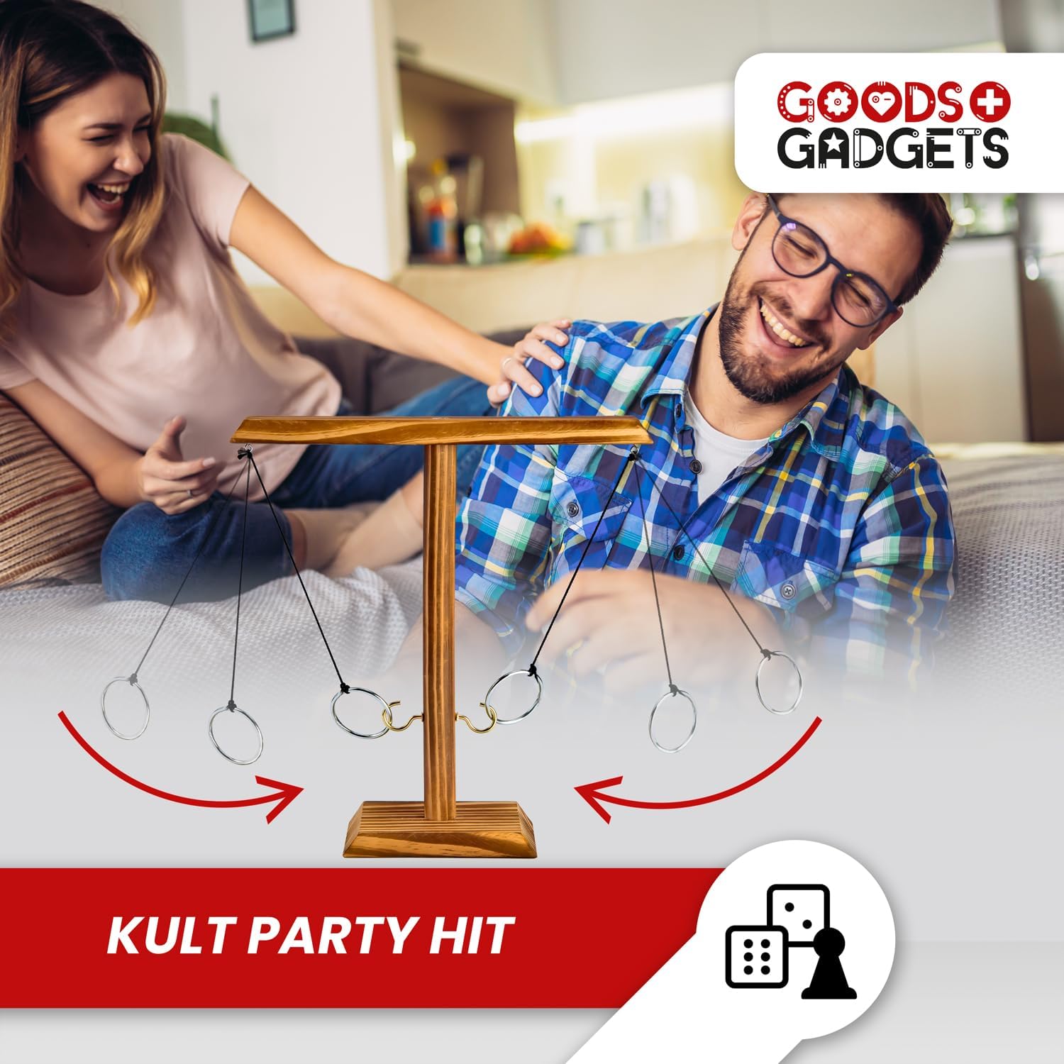Ringwurf-Spiel Deluxe 2.0 aus Holz – Spannendes Party-Haken-Spiel