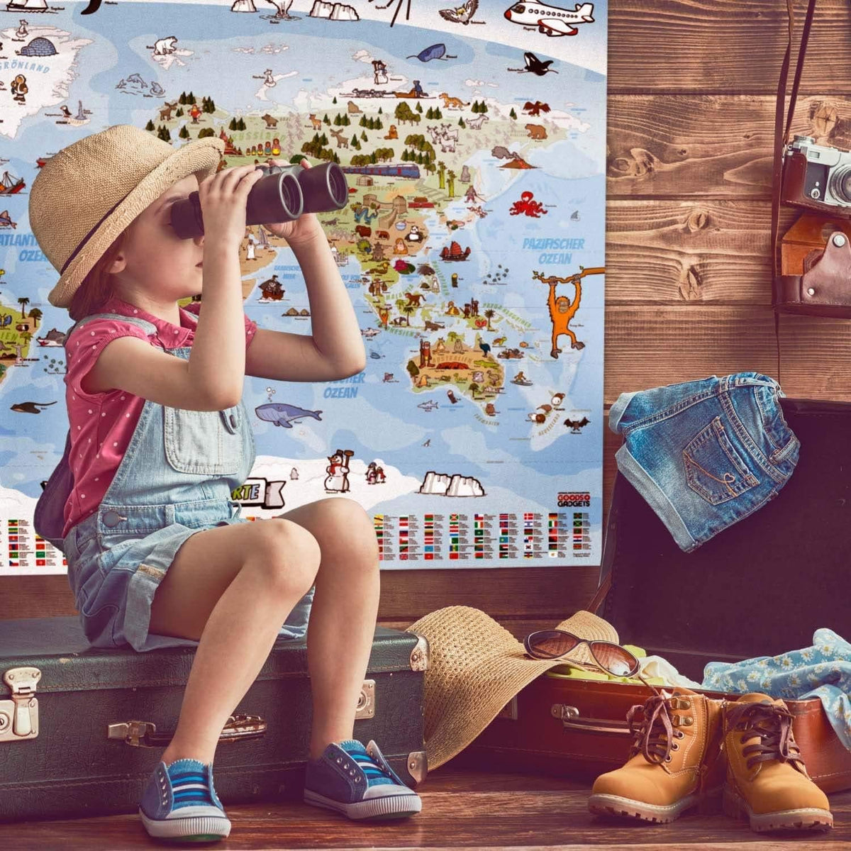 Kinder Weltkarte XXL - 140x100cm Lernposter für Kinder