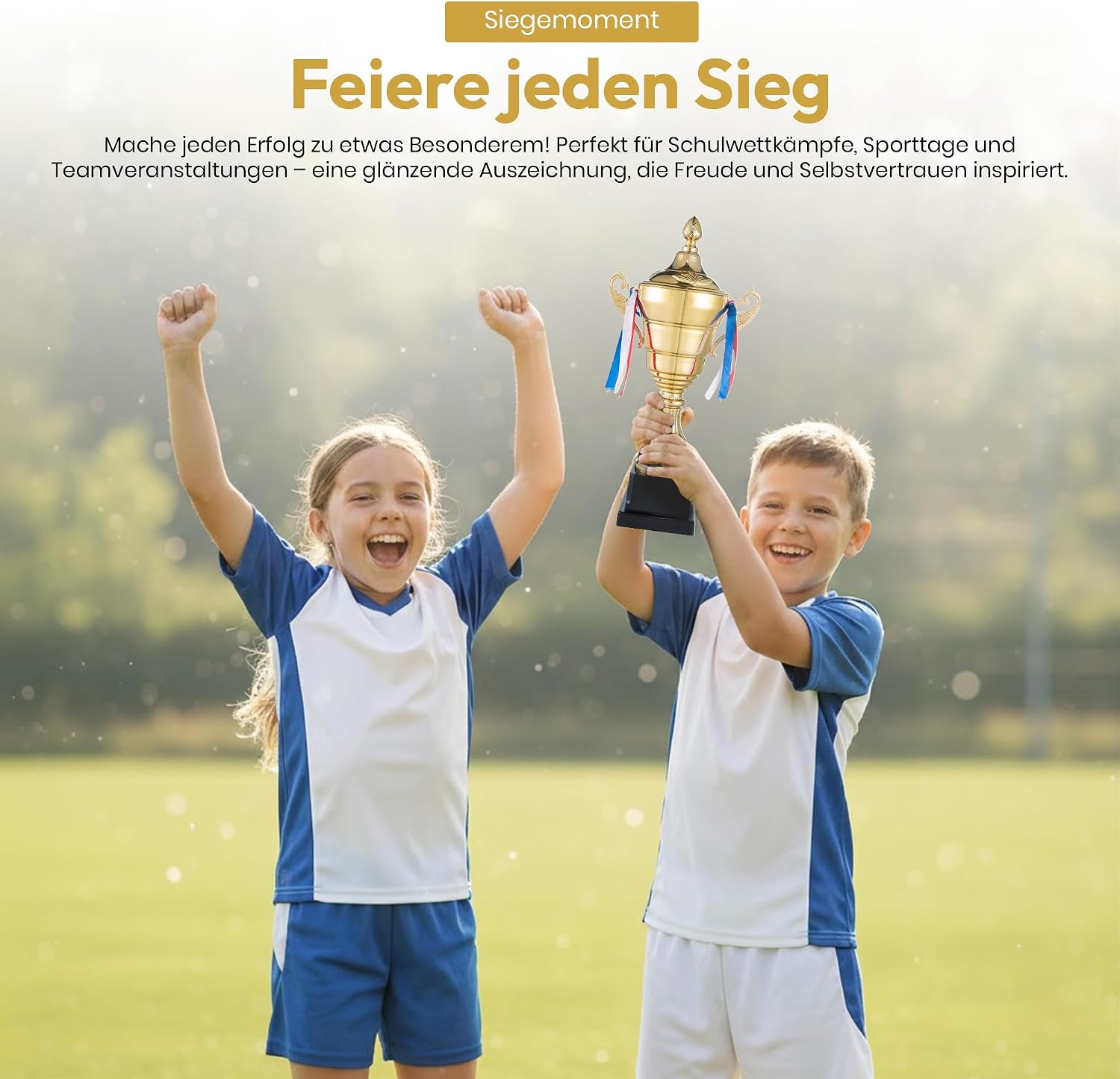 Siegerpokal mit Deckel 36 cm – Goldene Trophäe für Turniere