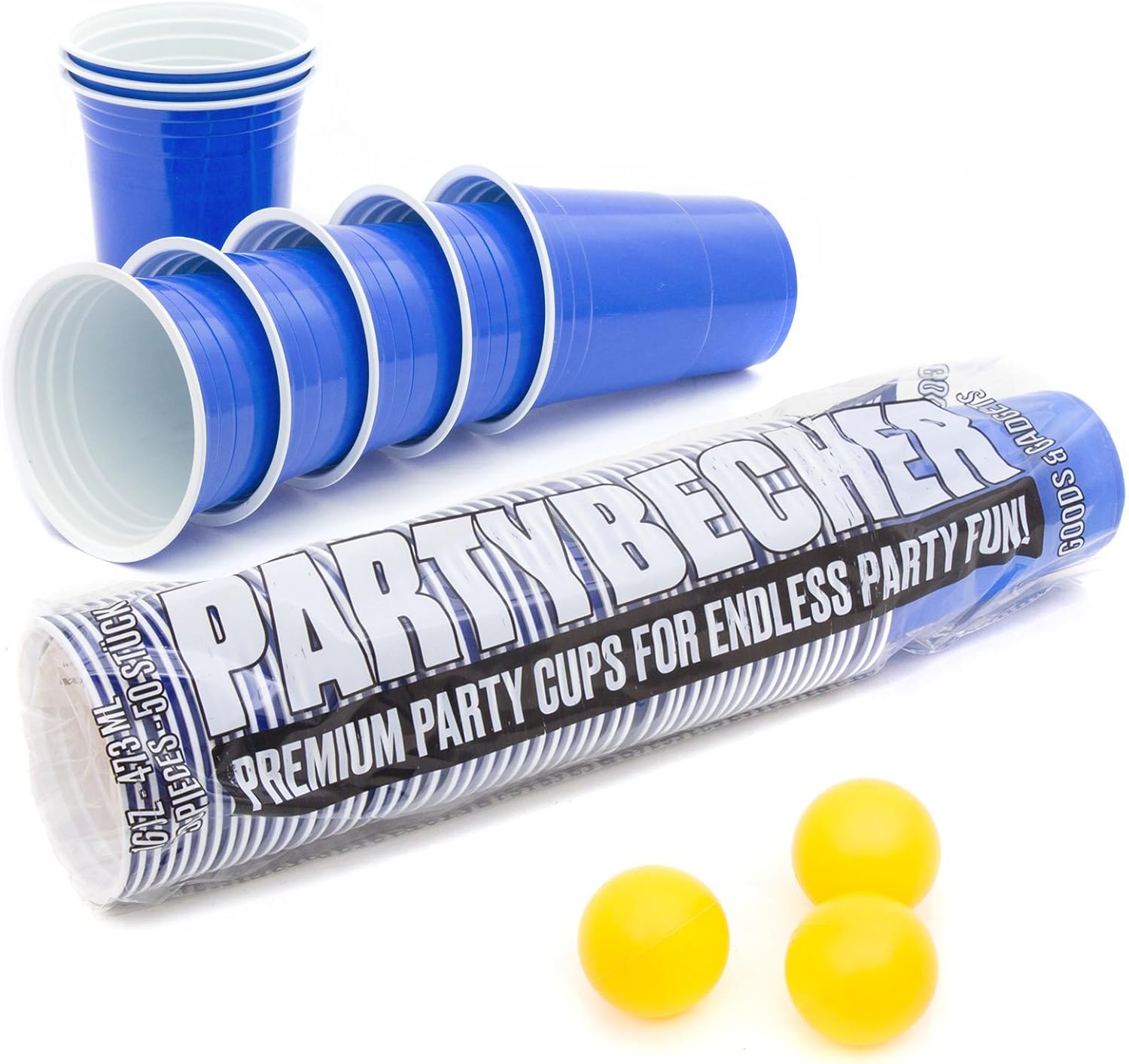 100 Wiederverwendbare Beer Pong Becher Rot - 473 ml & 3 Bälle