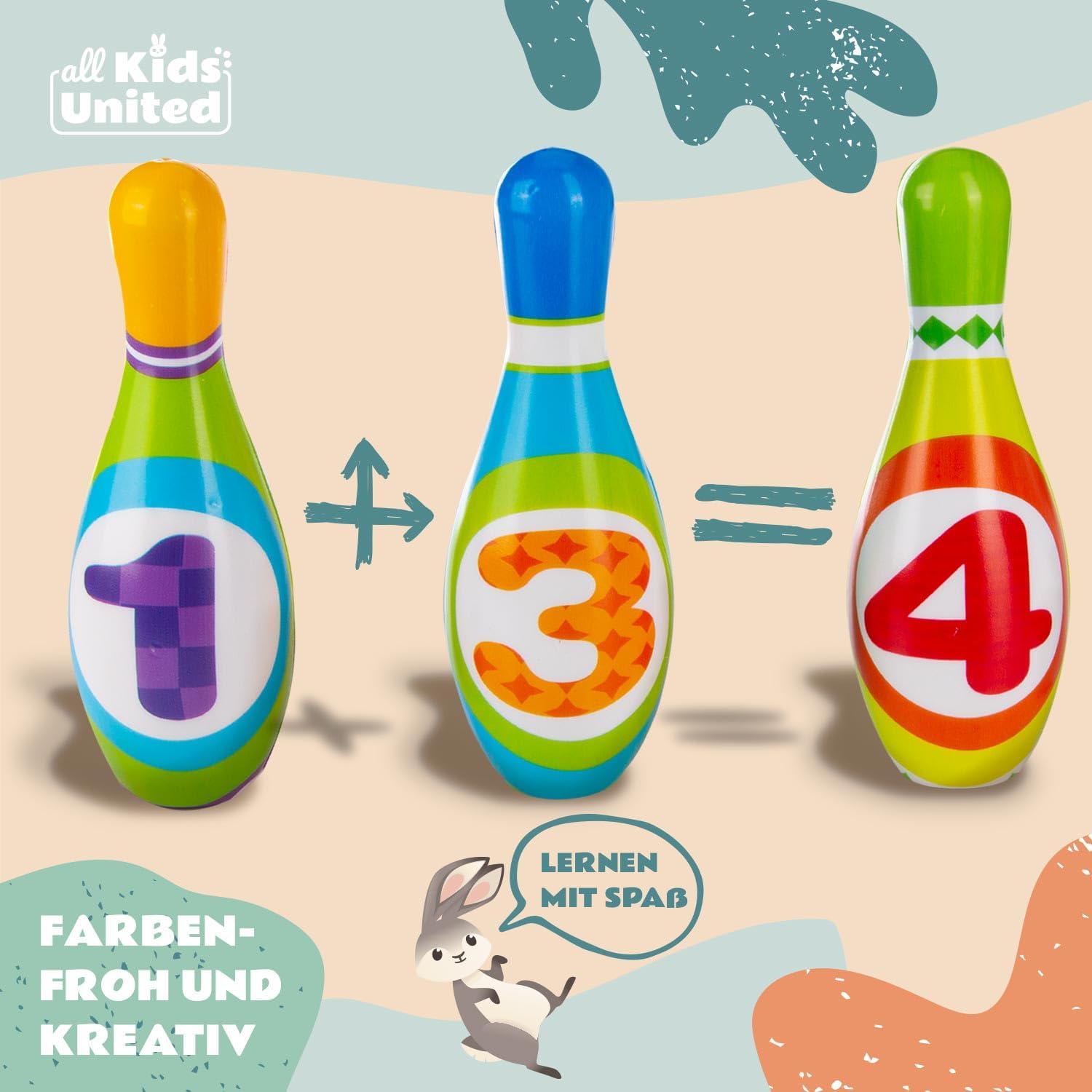 XXL Bowling Set für Kinder - 10 Weiche Kegel & 2 Bälle - Spielzeug