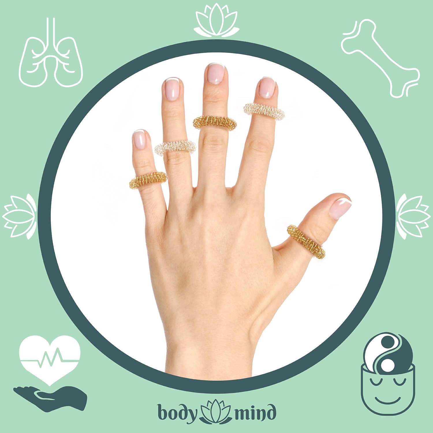 Yin Yang Massagering 2er-Set - Edelstahl Akupressur-Ringe