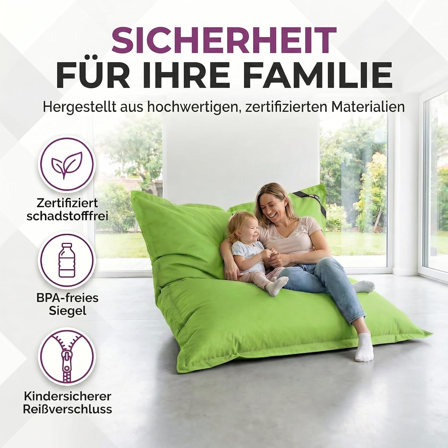 LazyBag Outdoor Sitzsack Junior – Wasserfestes Sitzkissen für Kinder
