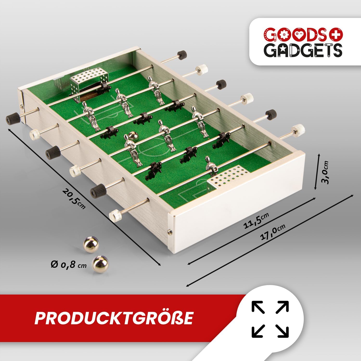 Mobiler Mini Tischkicker aus Aluminium - Kompaktes Fußball-Spiel