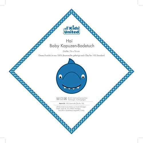 Baby Kapuzenhandtuch Haifisch - 100% Baumwolle Badetuch für Babys