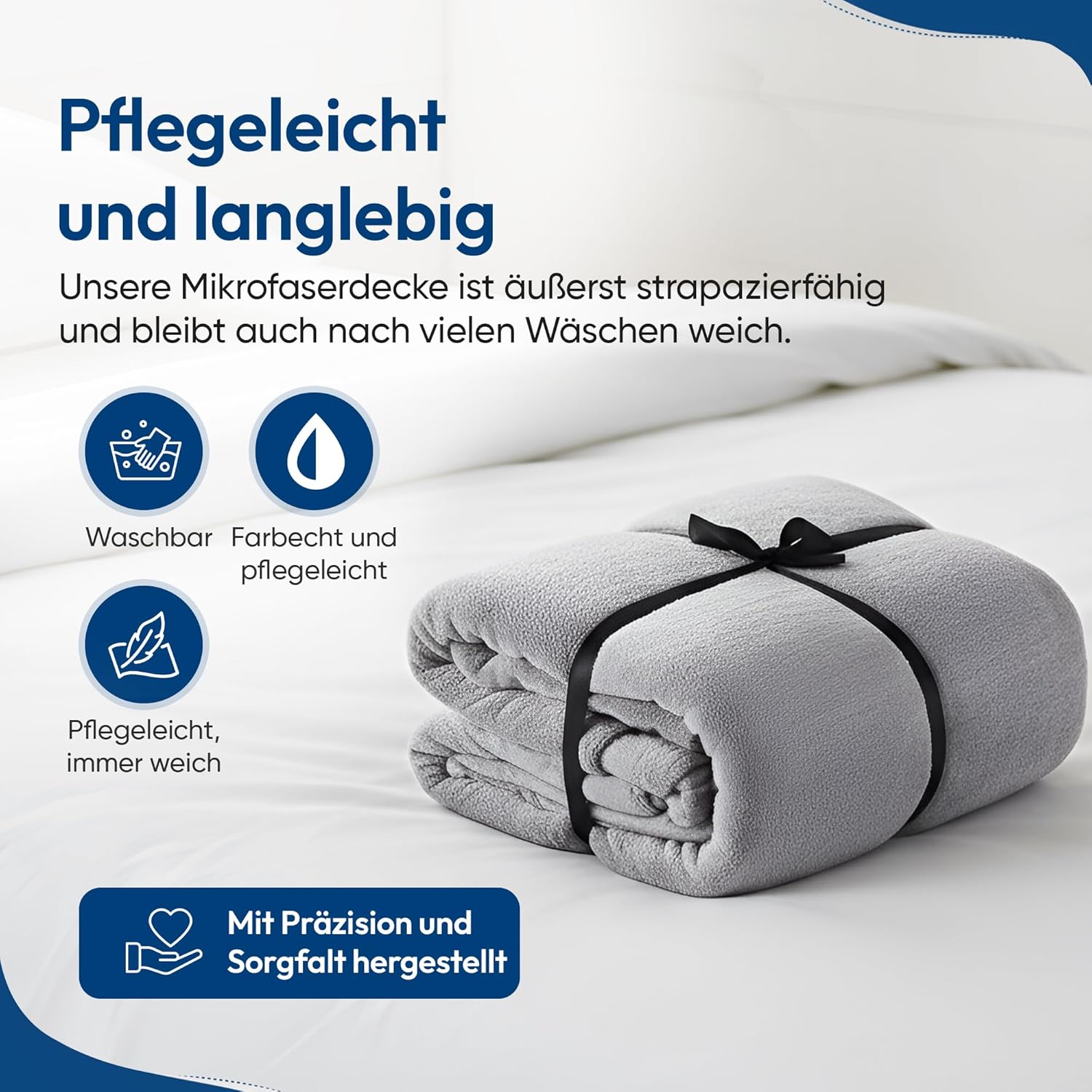Feluna XXL Kuscheldecke 220x200 cm – Kuschelweiche Wohndecke Grau