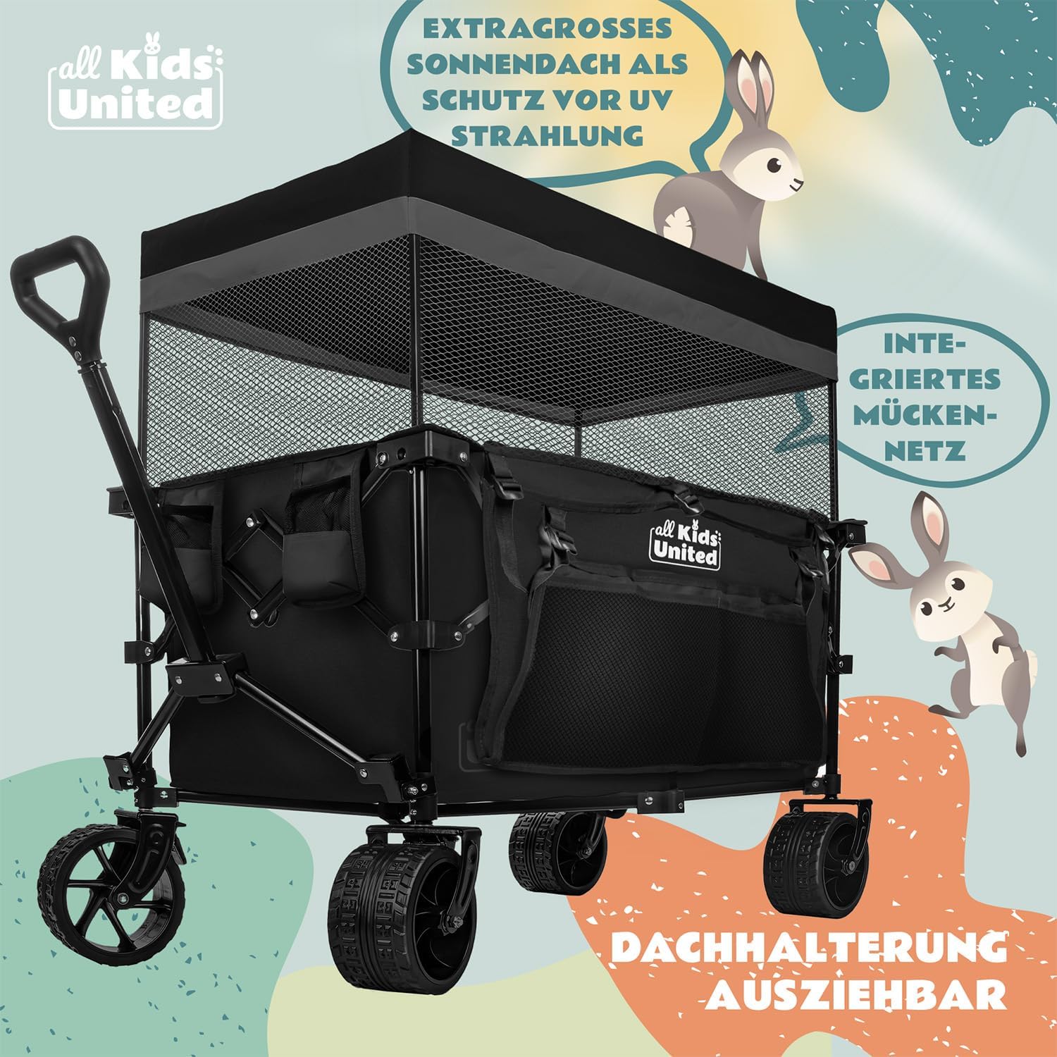 Faltbarer Bollerwagen - Strand-Buggy mit XXL Rädern & Bremse