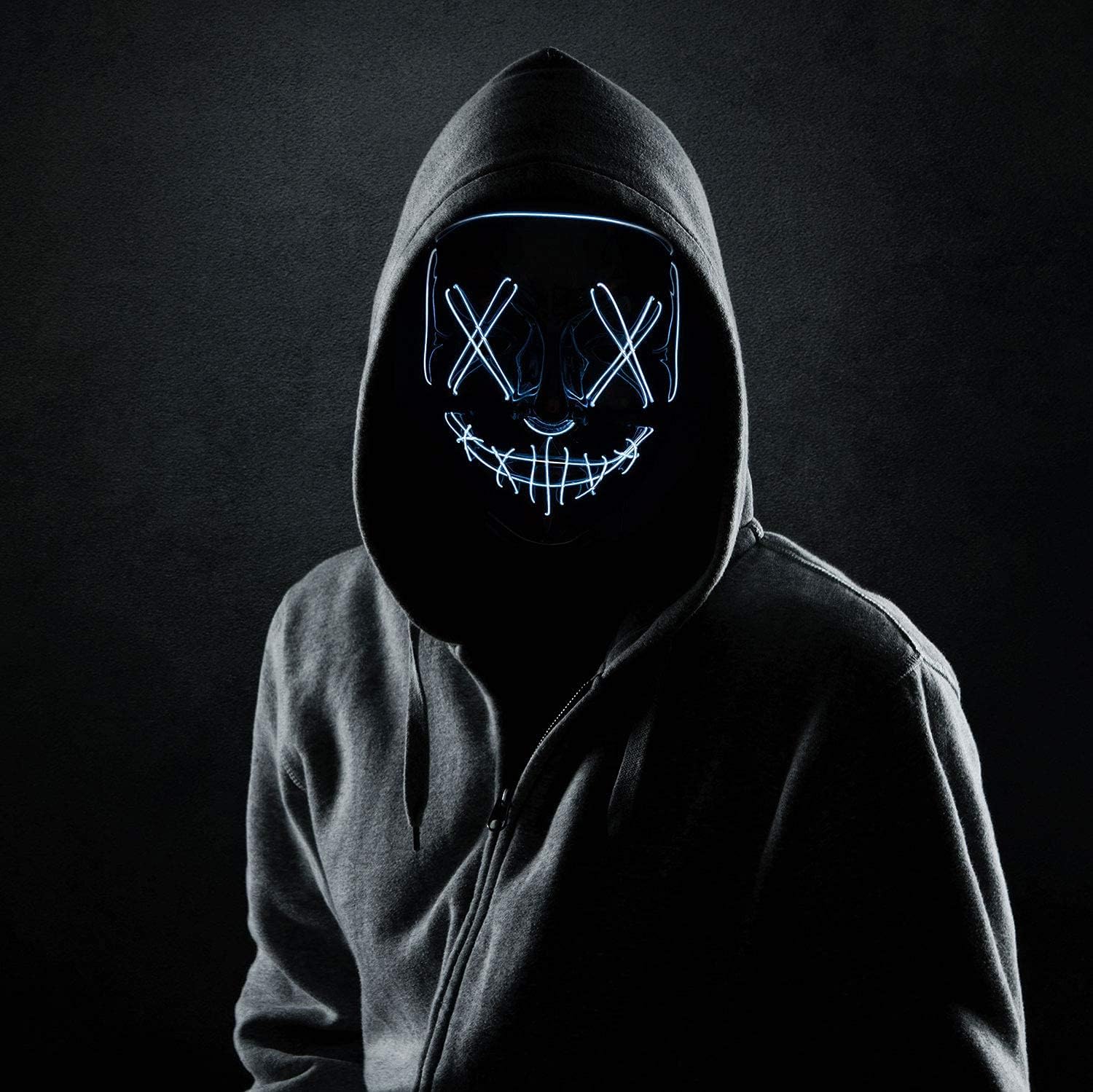 LED Halloween Maske Purge Style - Grusel Maske mit Beleuchtung