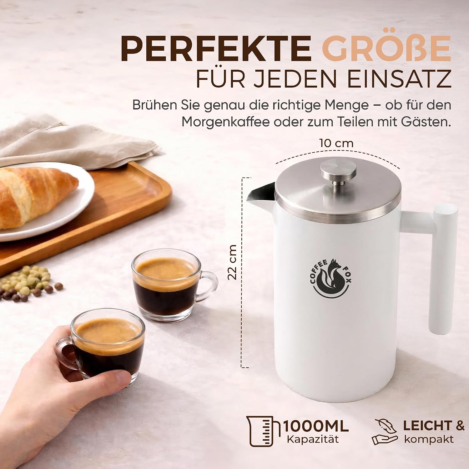 Edelstahl French Press 350ml - Bruchfeste Kaffeebereiter Kanne