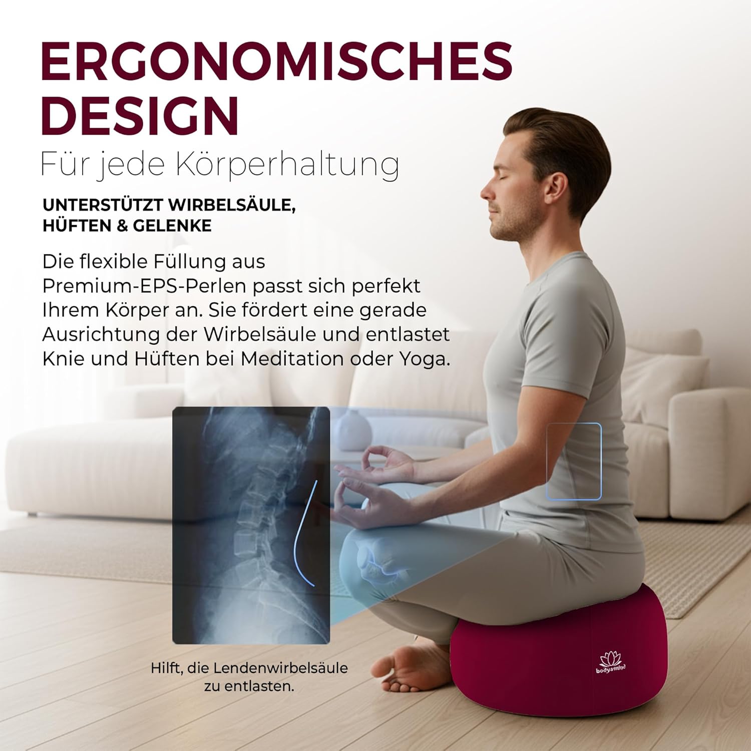 Yoga Meditationskissen - Ergonomisches Bodenkissen zur Entspannung