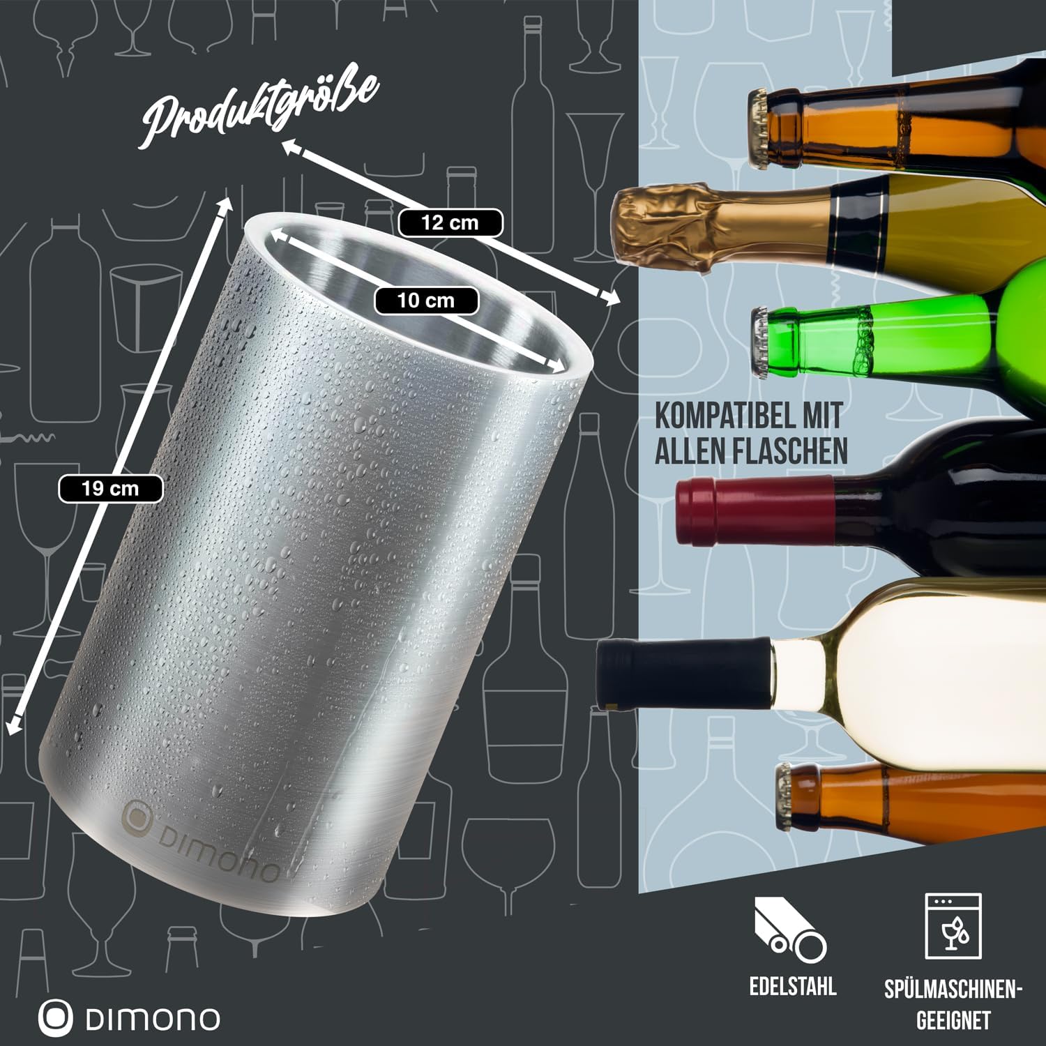 Edelstahl Flaschenkühler - Doppelwandiger Wein- & Sektkühler