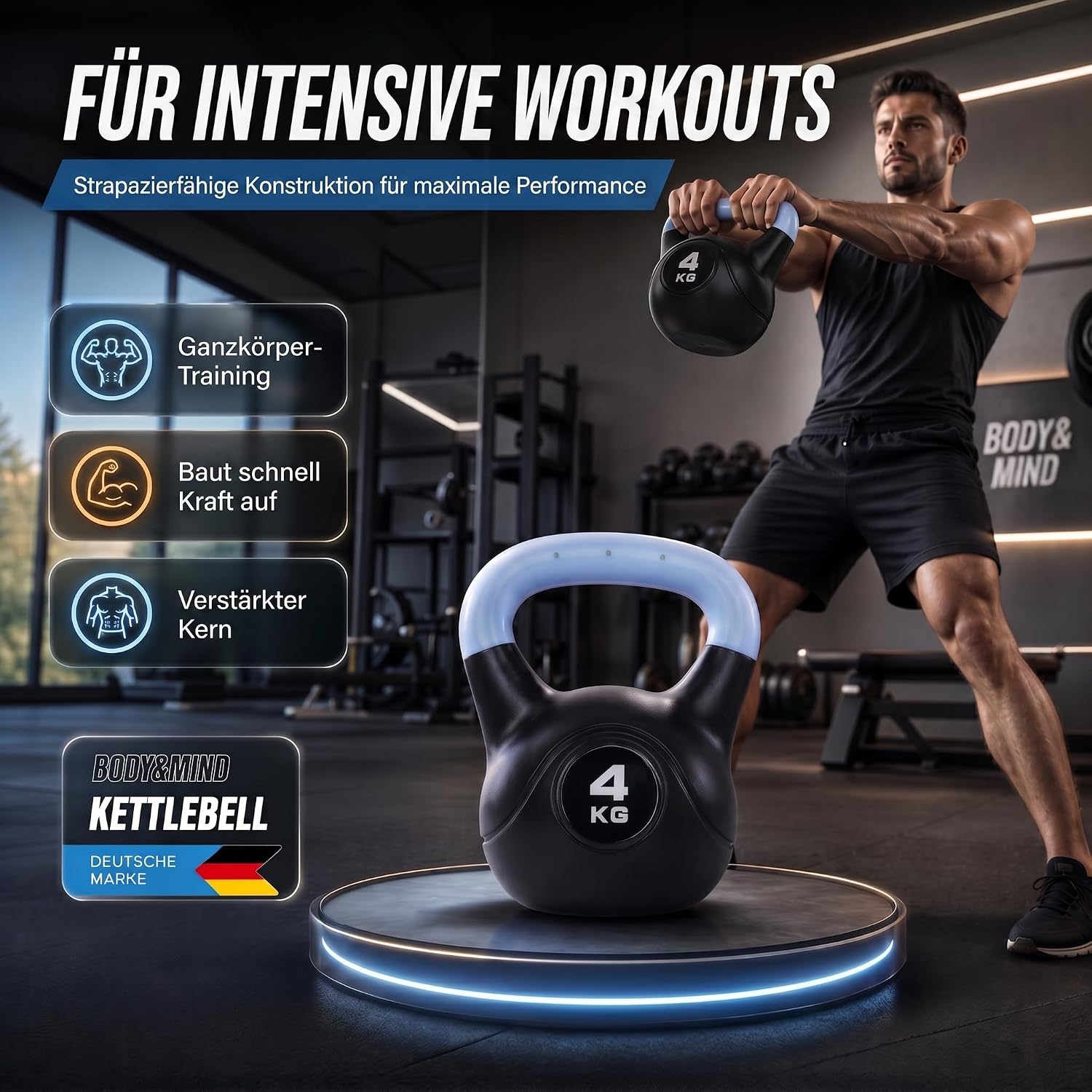 Kettlebell Kugelhantel Deluxe 2-20 kg – Bodenschonendes Krafttraining