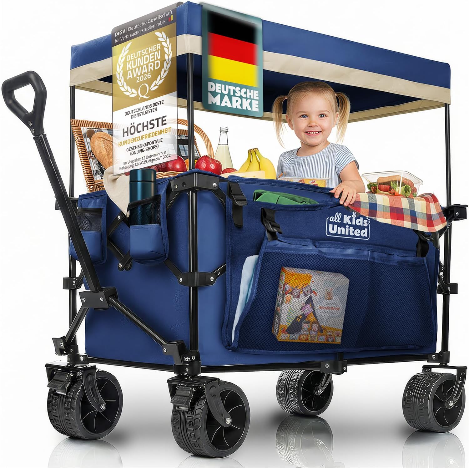 Faltbarer Bollerwagen - Strand-Buggy mit XXL Rädern & Bremse