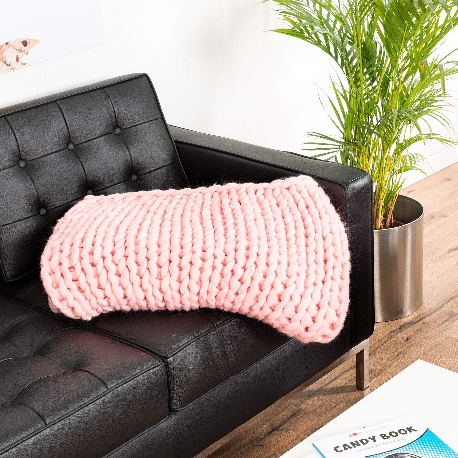 Strickdecke Pink - Grob gestrickte Kuscheldecke 180x120 cm