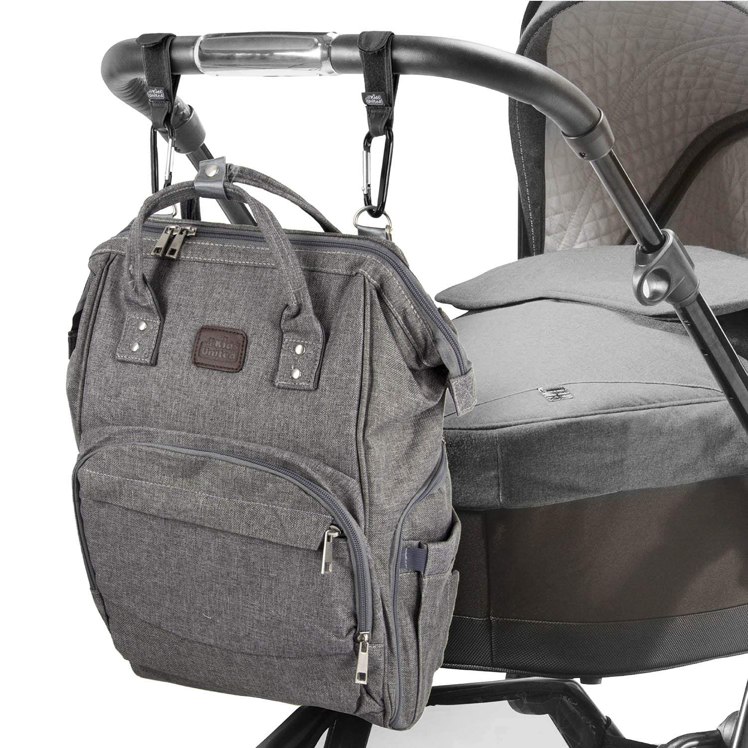 Kinderwagen-Haken 2er-Set - Rutschfeste Halterung für Wickeltaschen