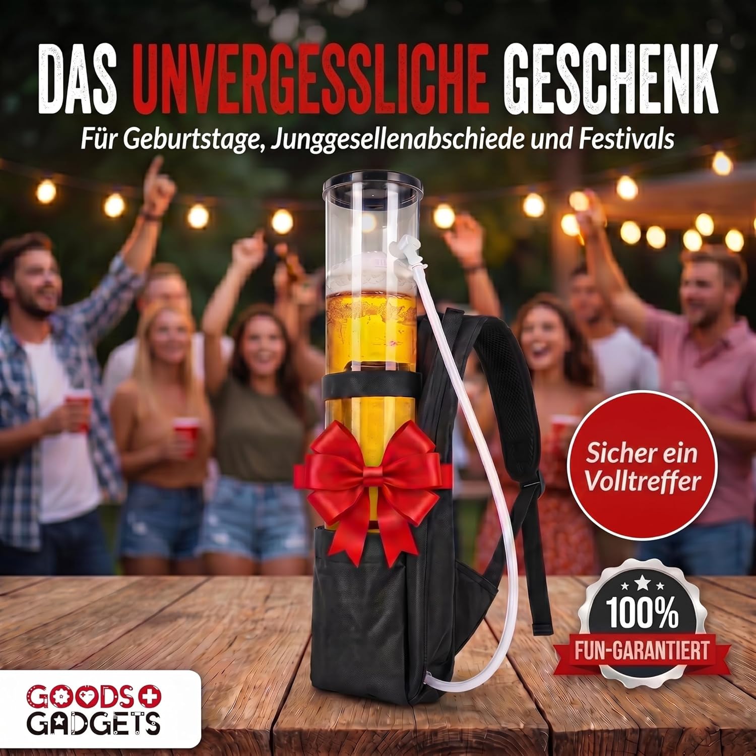 Bier-Rucksack mit Zapfsystem - 3 Liter Getränke-Rucksack für Partys