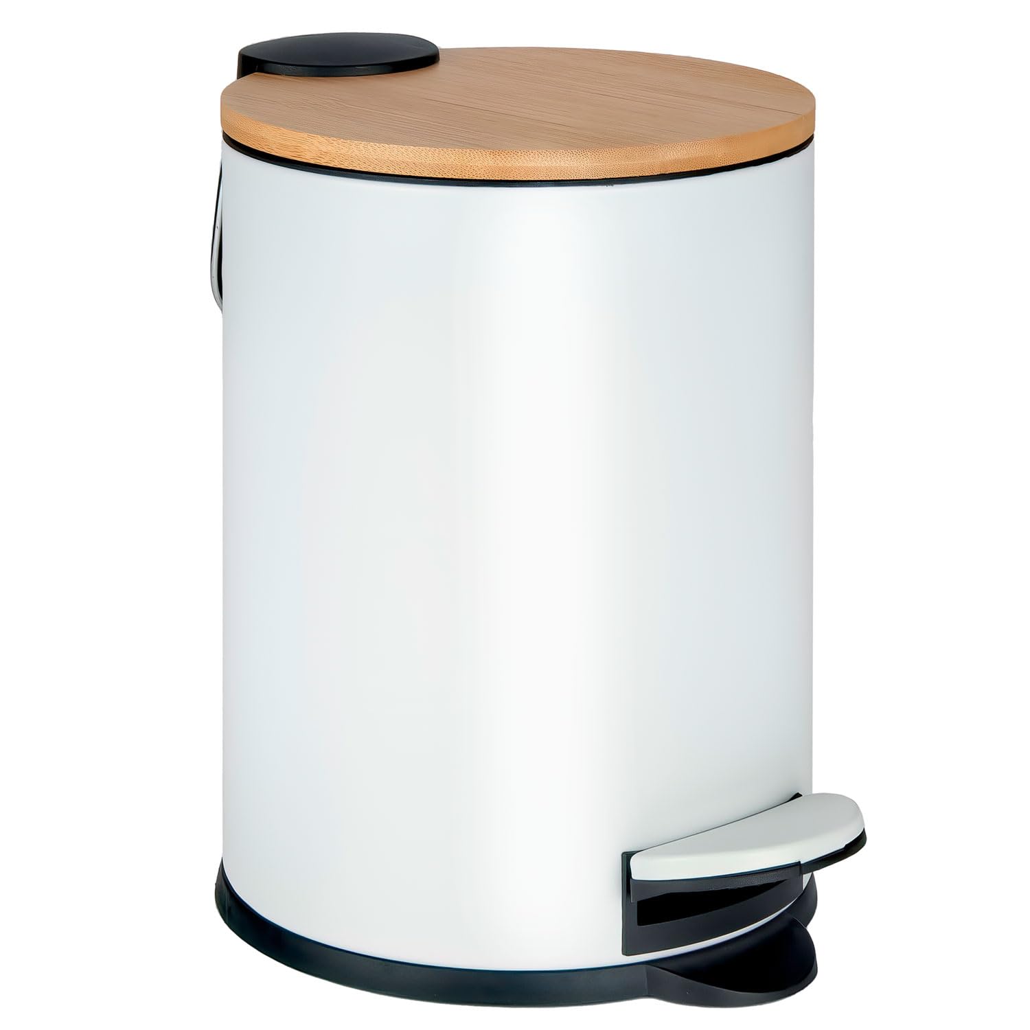Kosmetikeimer Bambus Weiß - 3L/5L Treteimer mit Soft-Close