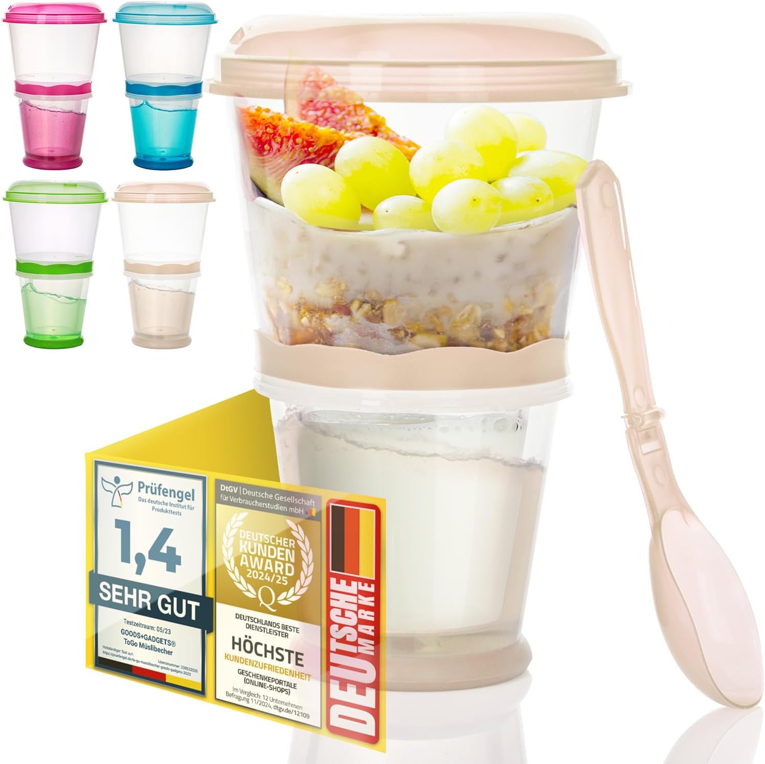 Müsli-to-Go Becher mit Löffel - Dein auslaufsicherer Snack-Begleiter