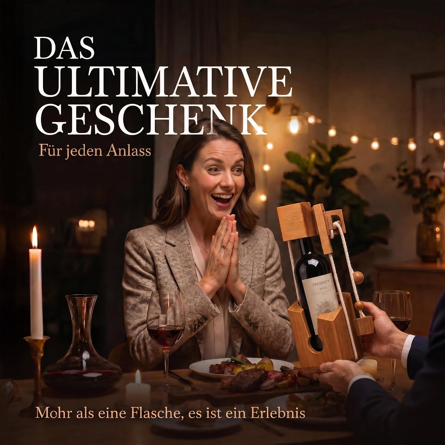Flaschenpuzzle Holz - Flaschen-Tresor Geduldsspiel Geschenk