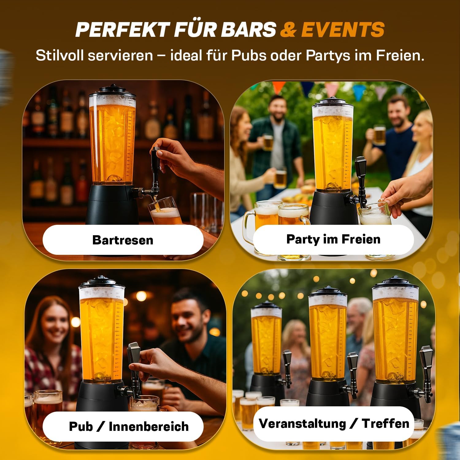 Biertower 4 Liter Biersäule – Zapf-Spender mit LED & Kühlung