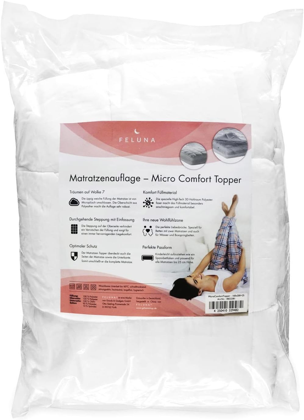 Feluna Mikrofaser Matratzentopper 80x200cm – Atmungsaktive Auflage