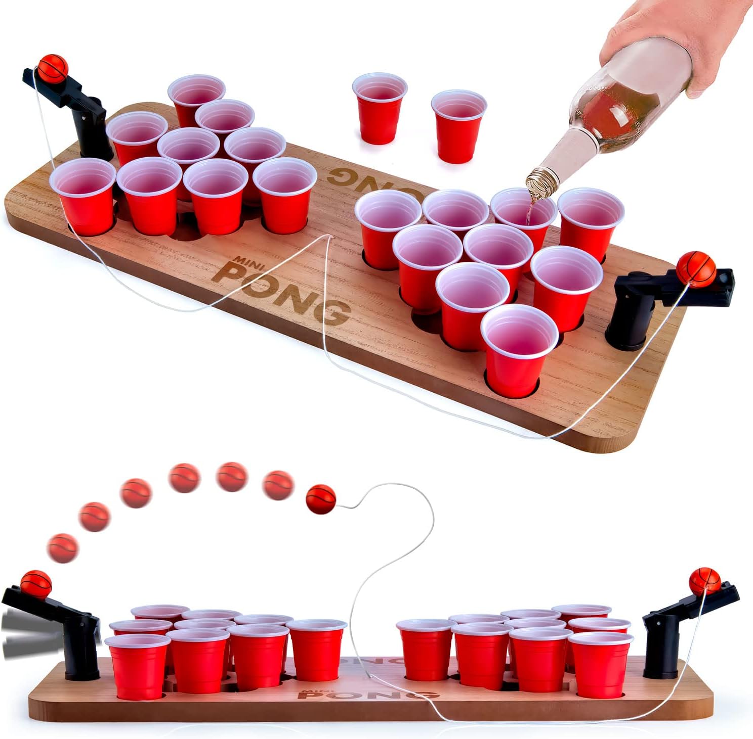 Mini Beer Pong Spieltisch Holz - Kompaktes Trinkspiel Party Set
