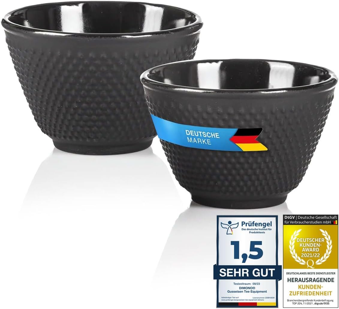 Traditionelle Gusseisen-Teebecher 2er Set - Asiatisches Design