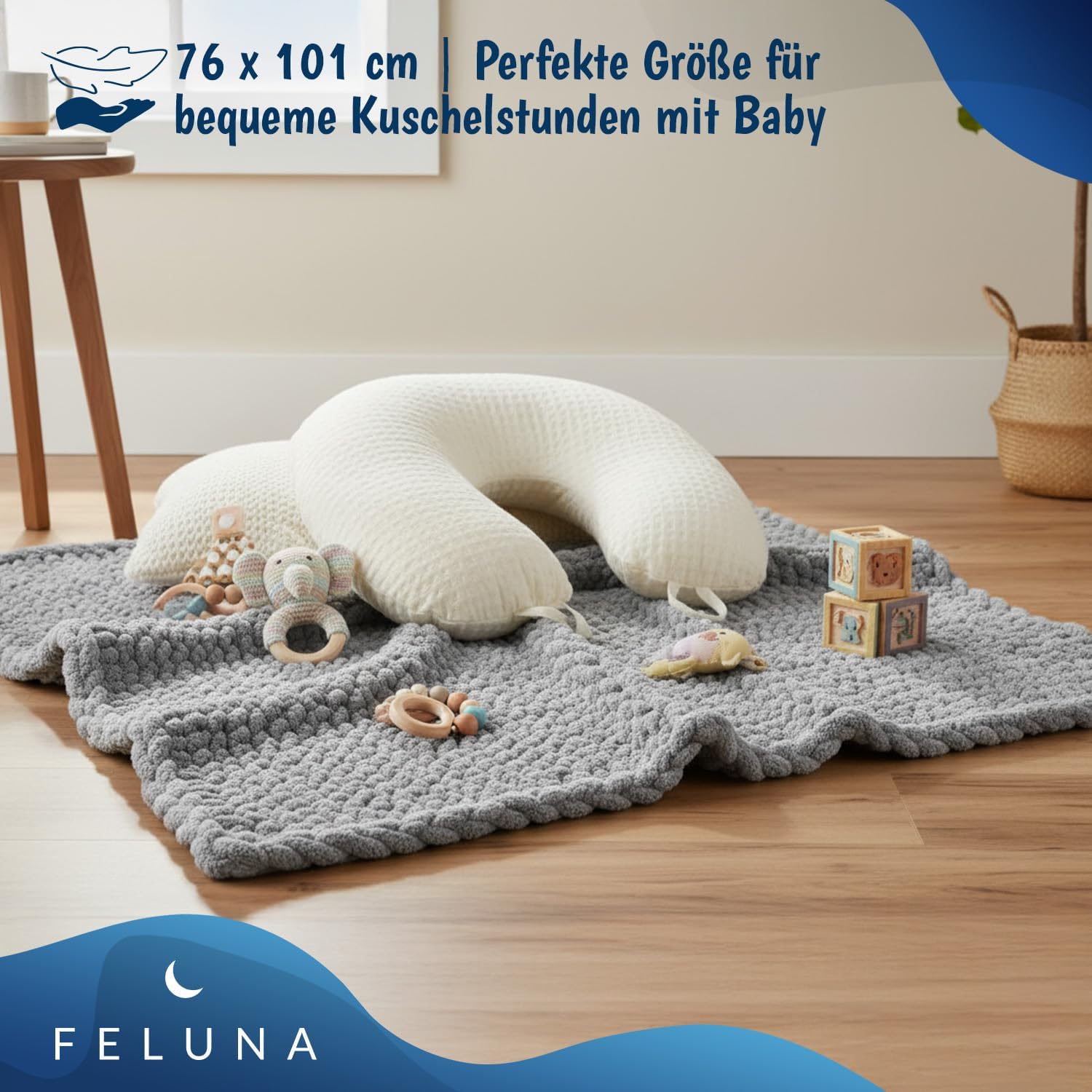 Feluna Grob gestrickte Kuscheldecke – Flauschige Wohndecke XXL