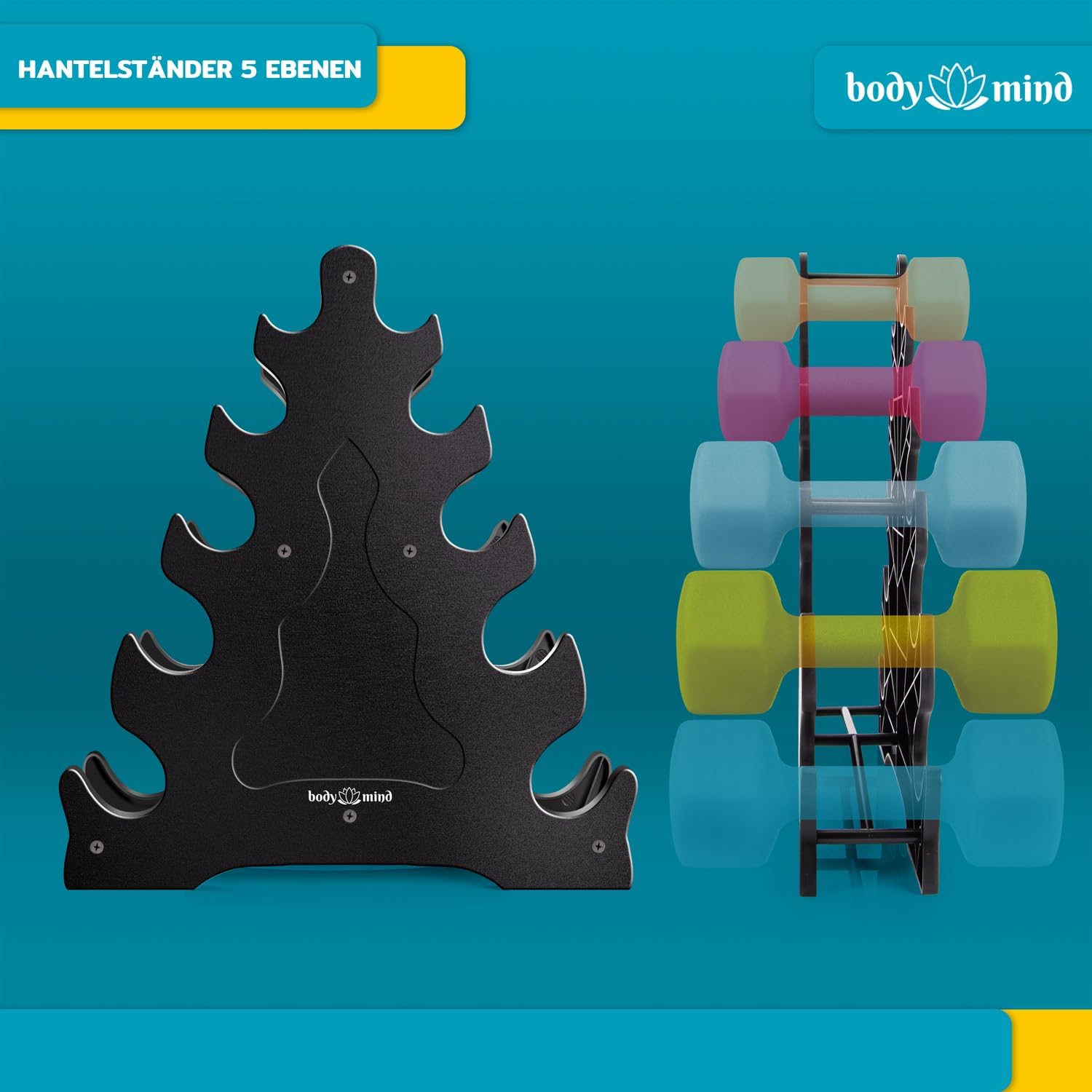 Body & Mind Hantelständer für 10 Kurzhanteln – Stabiles Hantel-Rack