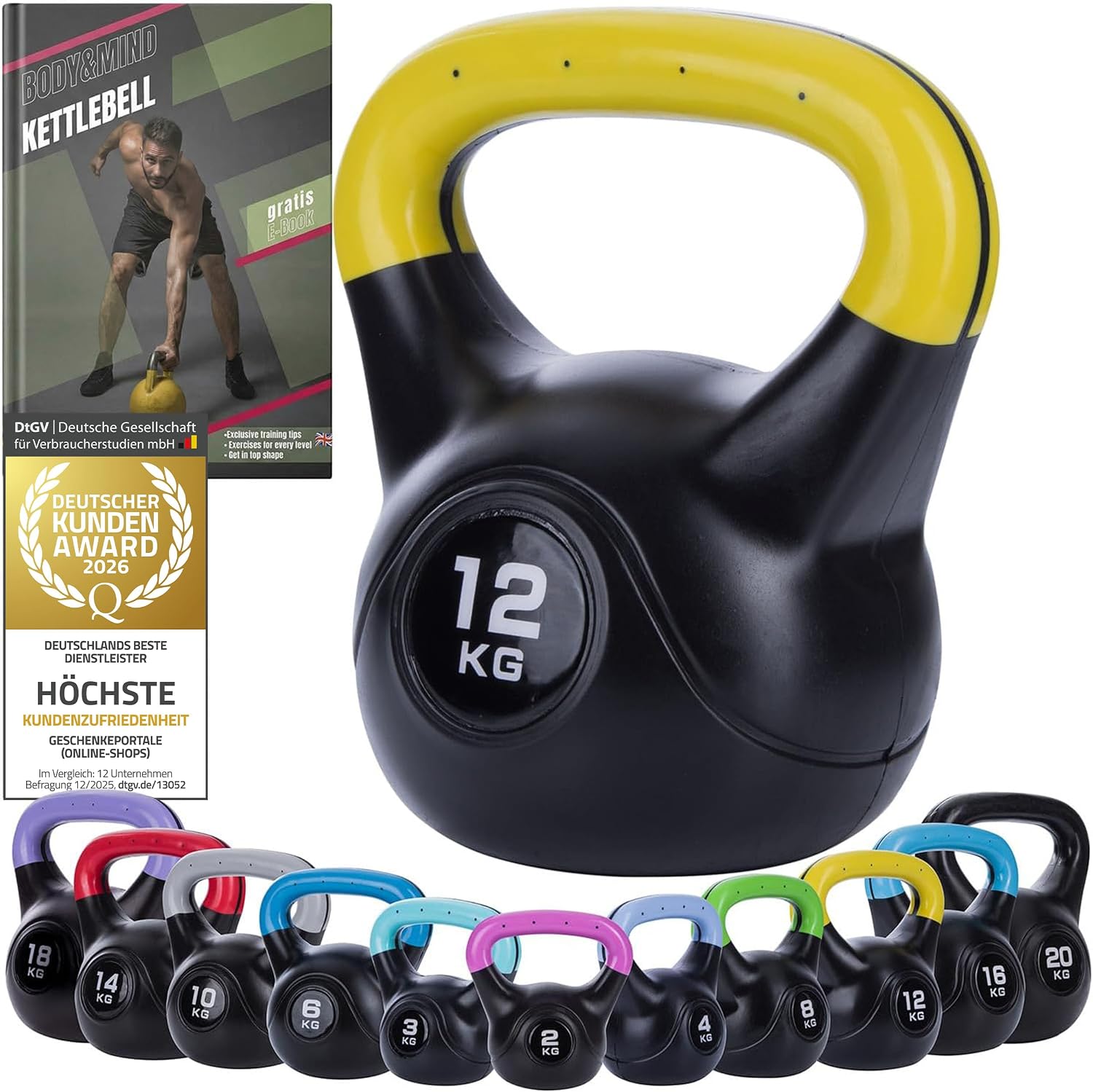 Kettlebell Kugelhantel Deluxe 2-20 kg – Bodenschonendes Krafttraining