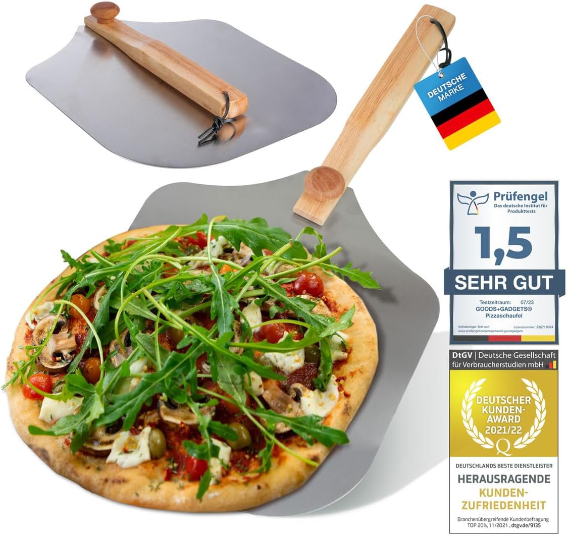 Klappbare Pizzaschaufel mit Holzgriff & Aluminium-Schaufel