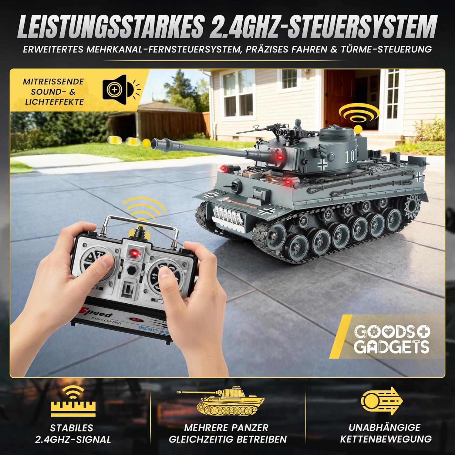 Ferngesteuerter Tiger Panzer 1:16 - RC Modellbau mit Schussfunktion