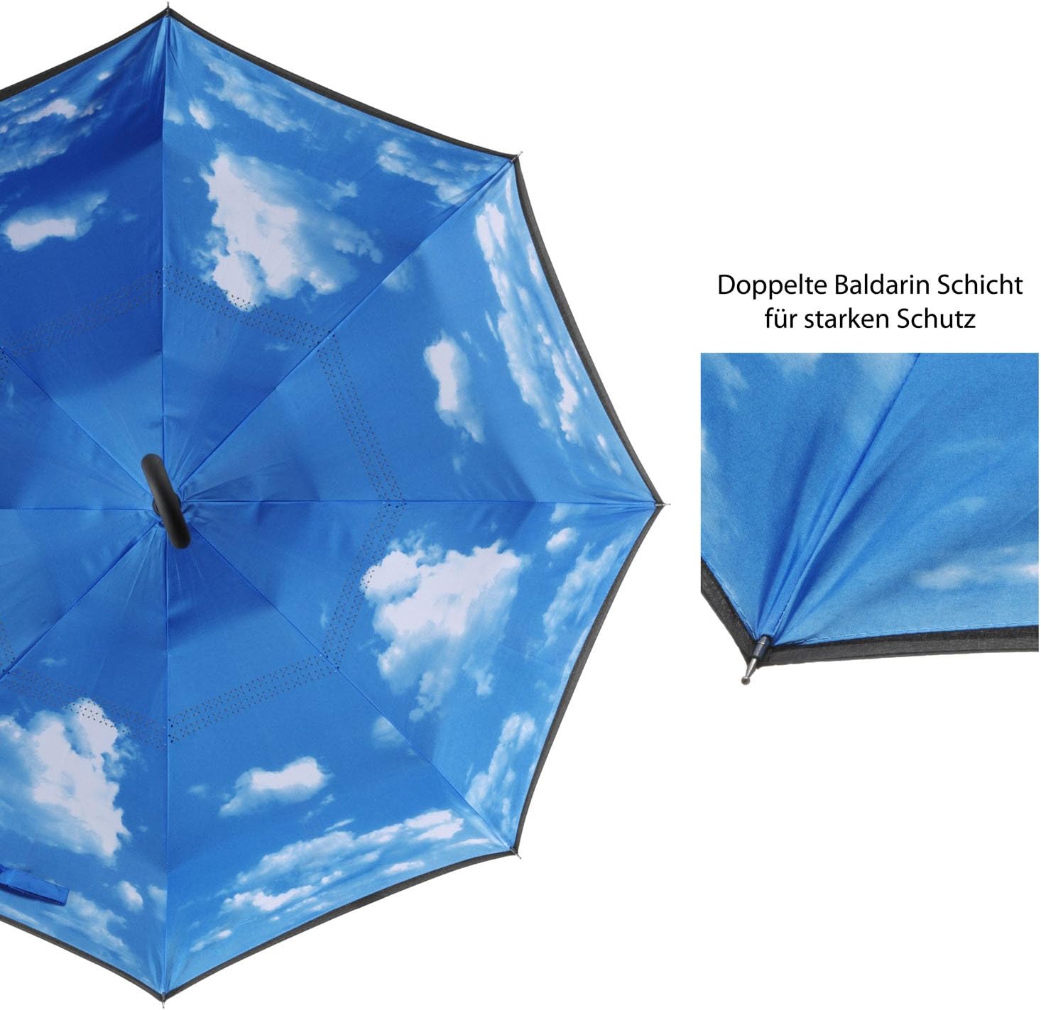 Invert-Regenschirm mit Himmels-Design - Windfester Automatik-Schirm