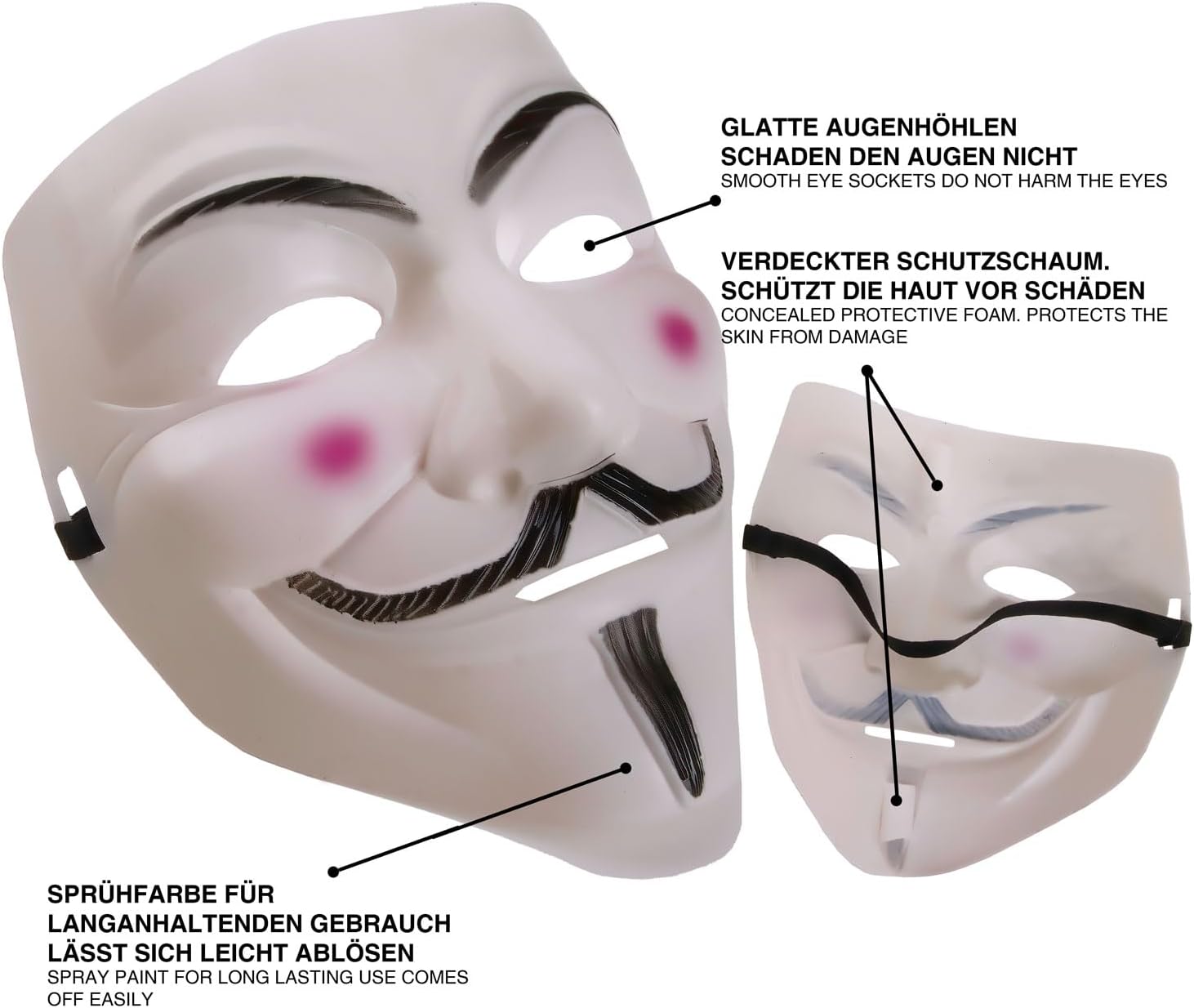 Anonymous Maske - V wie Vendetta Guy Fawkes Kostüm für Halloween
