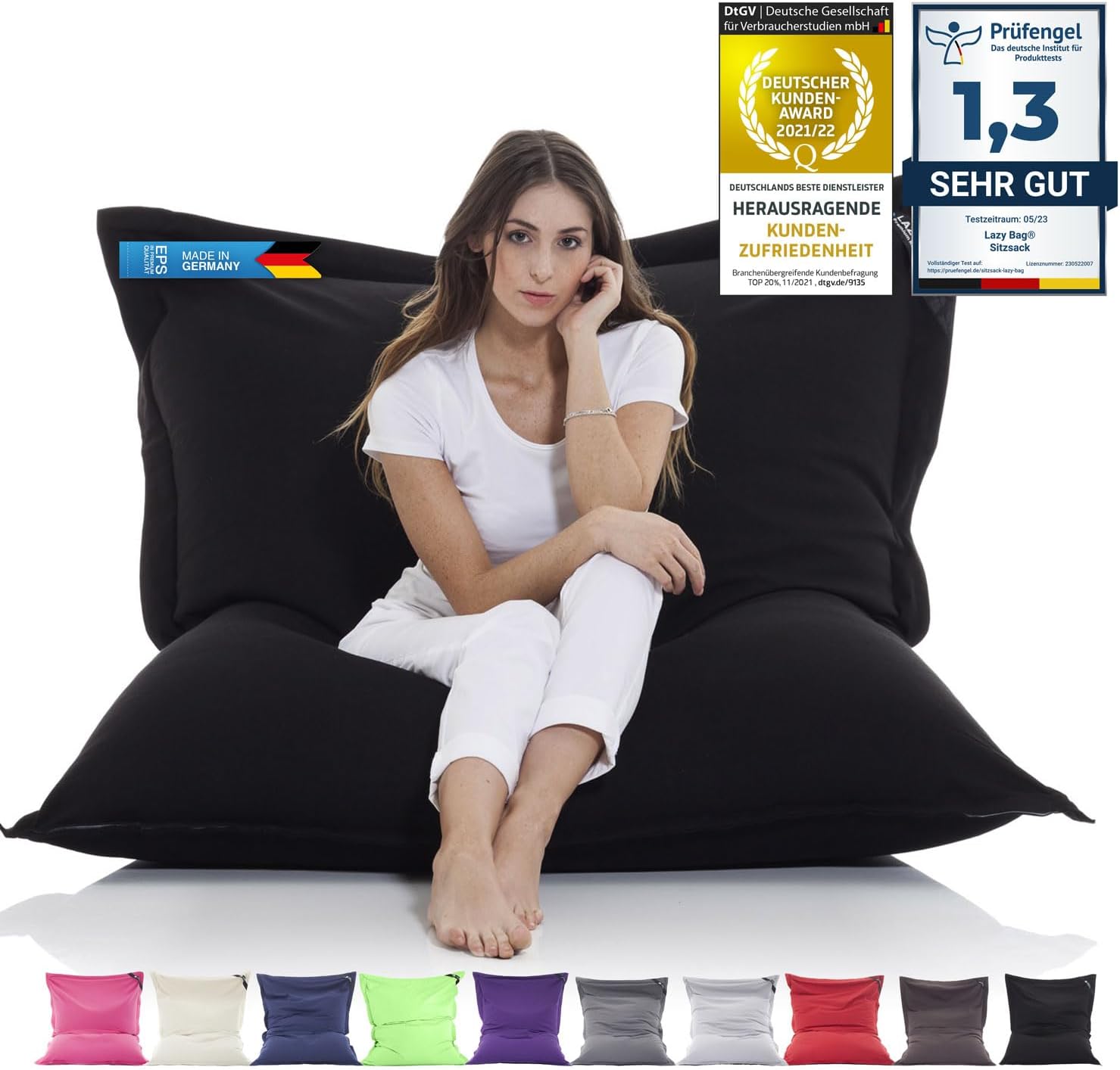 LazyBag XXL Sitzsack 180x140 cm aus Baumwolle – 400L Komfort