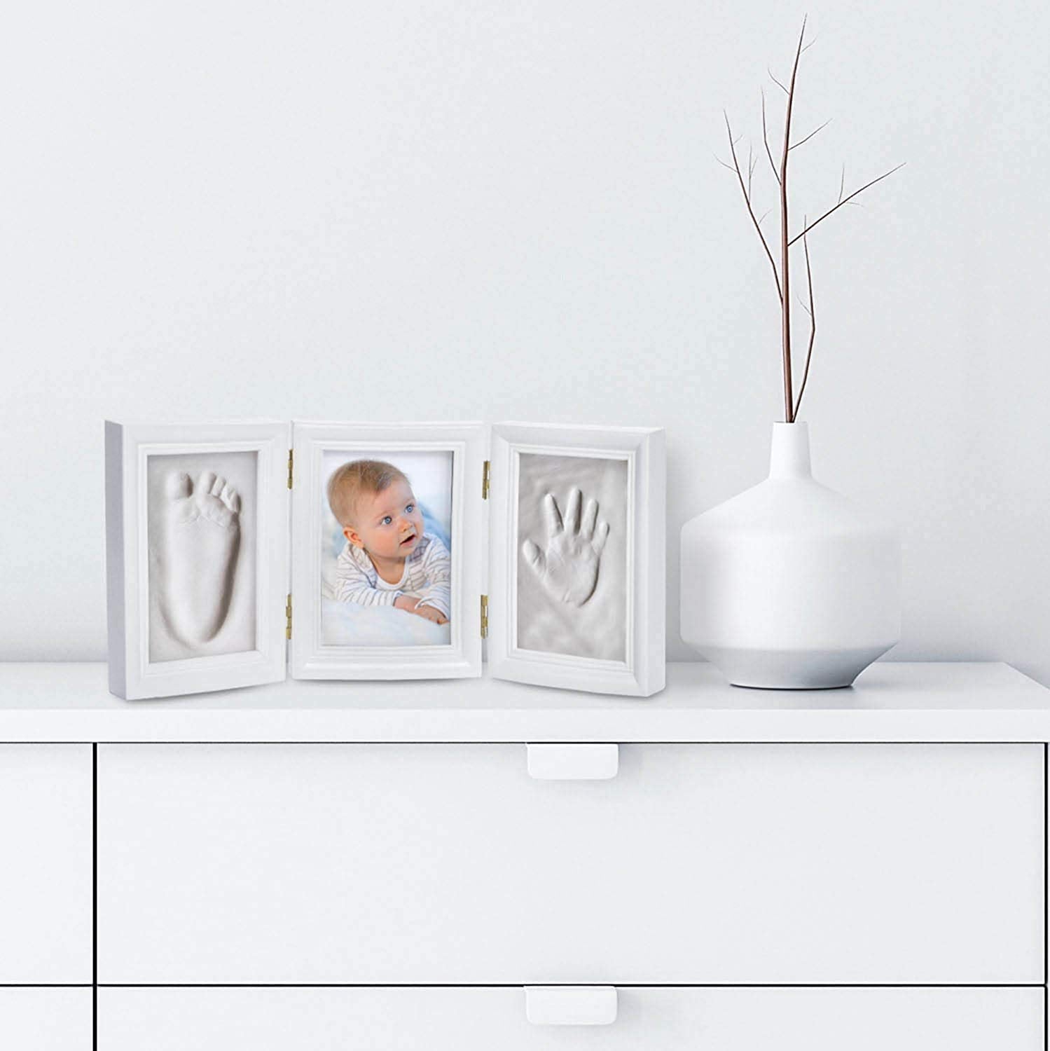 Baby Gipsabdruck Set mit Bilderrahmen - Erinnerungsstück für Babys