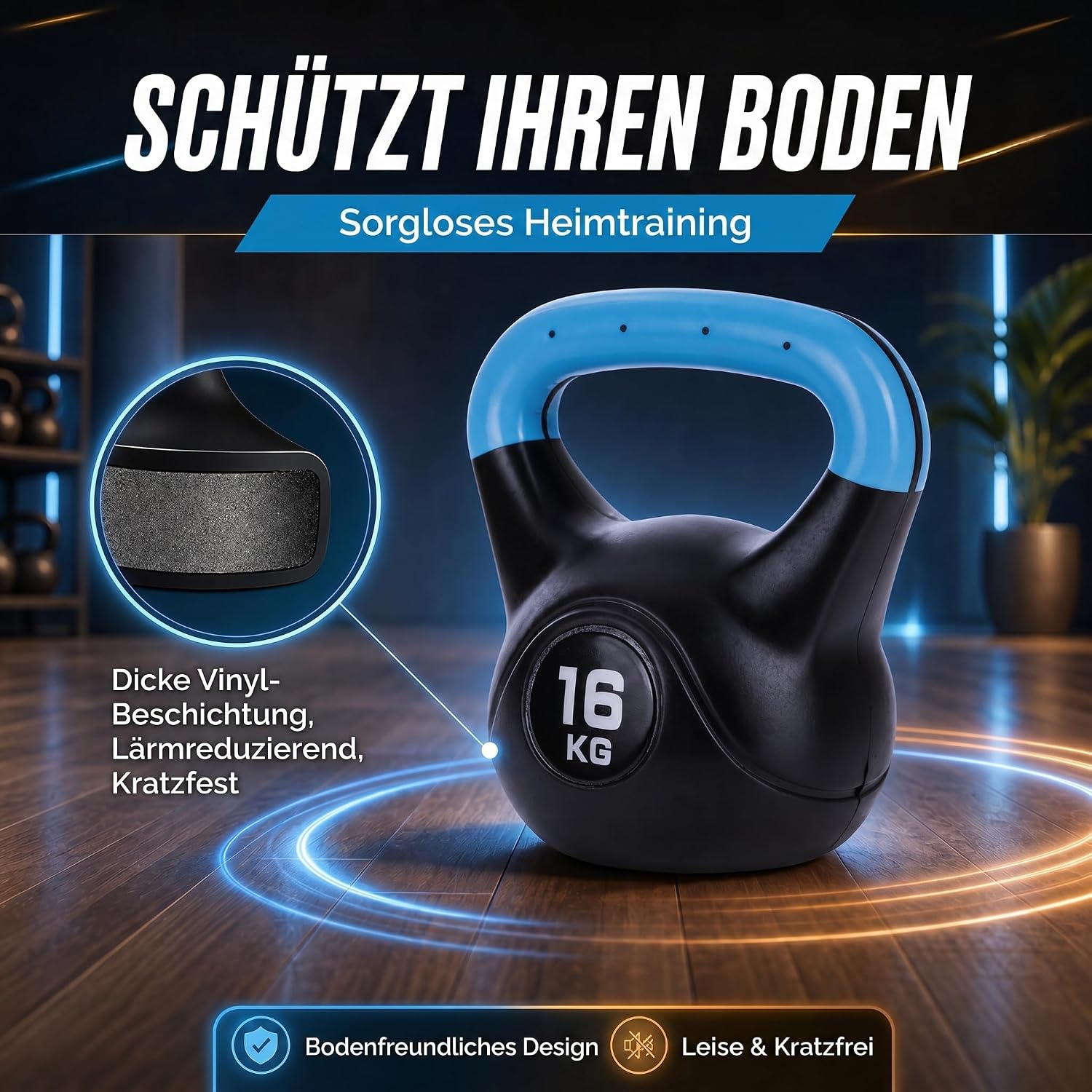 Kettlebell Kugelhantel Deluxe 2-20 kg – Bodenschonendes Krafttraining