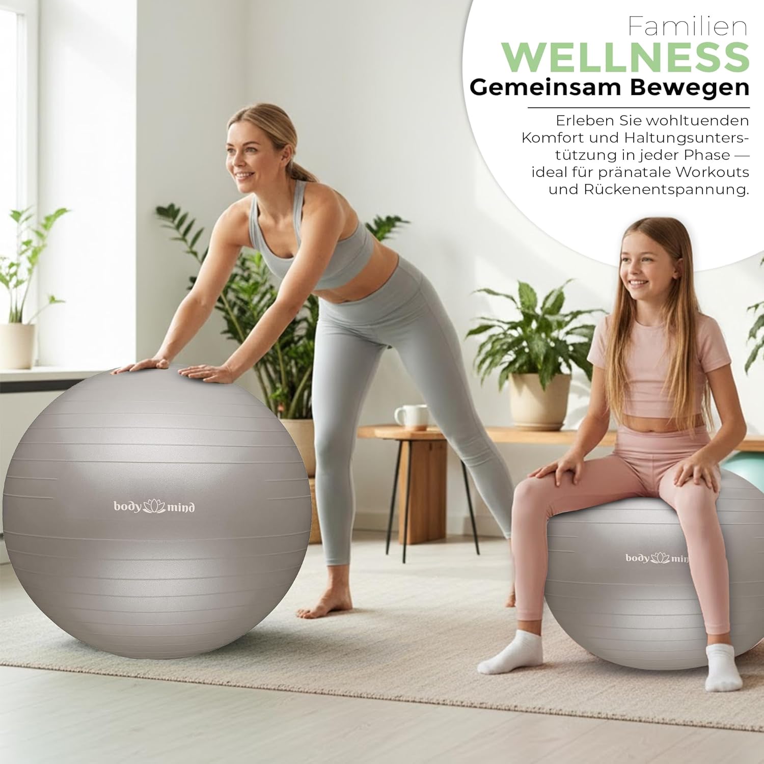 Body & Mind Gymnastikball mit Pumpe - Anti-Burst Pilates & Sitzball
