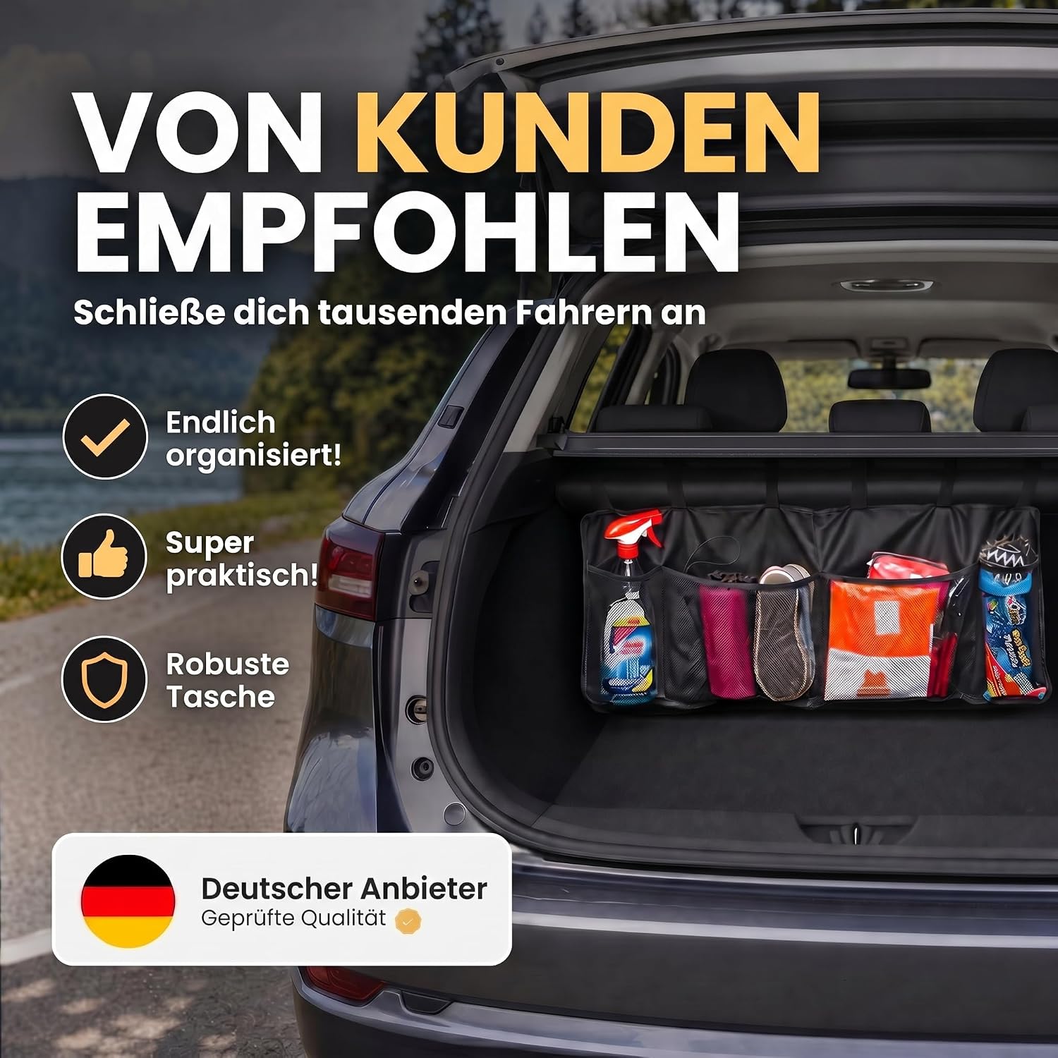 Kofferraum Organizer - Faltbare Autotasche mit 4 Fächern