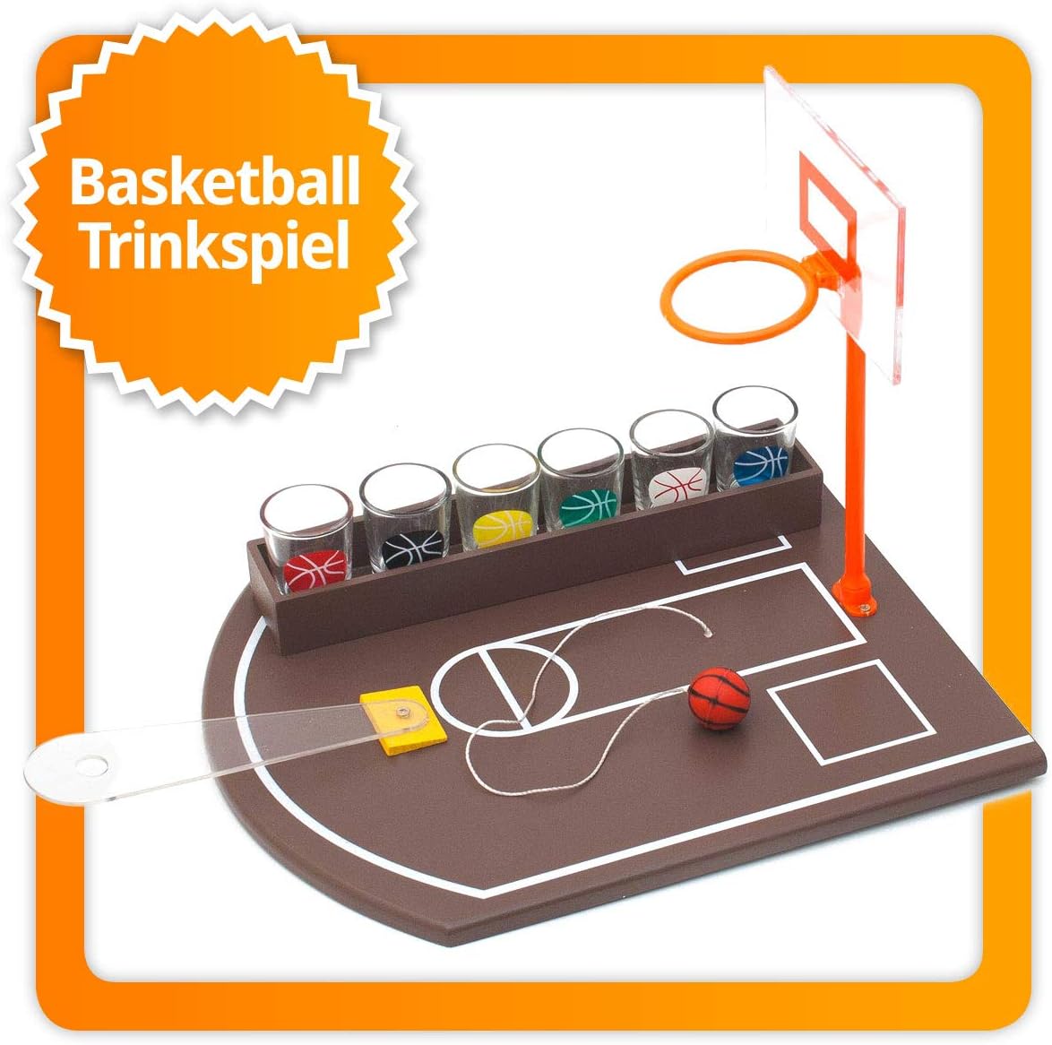 Basketball Trinkspiel Saufspiel – Inkl. 6 Schnapsgläsern