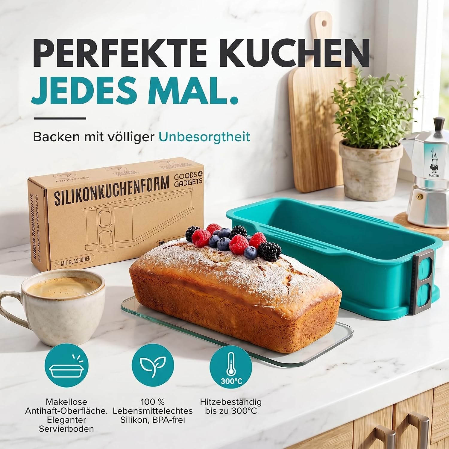 Silikon-Springform 23cm mit Glasboden – Auslaufsicher & Antihaft