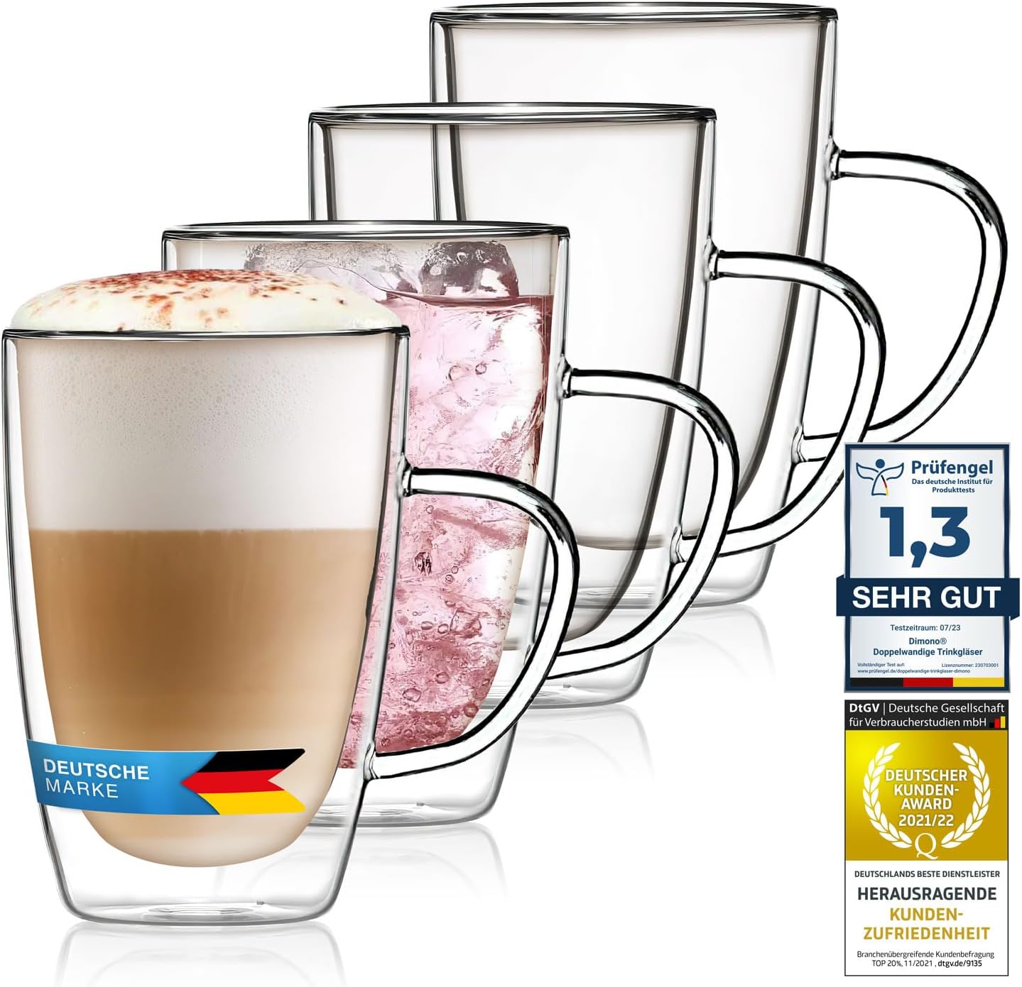 Doppelwandige Thermo-Tasse aus Glas 300ml - Hitzebeständig