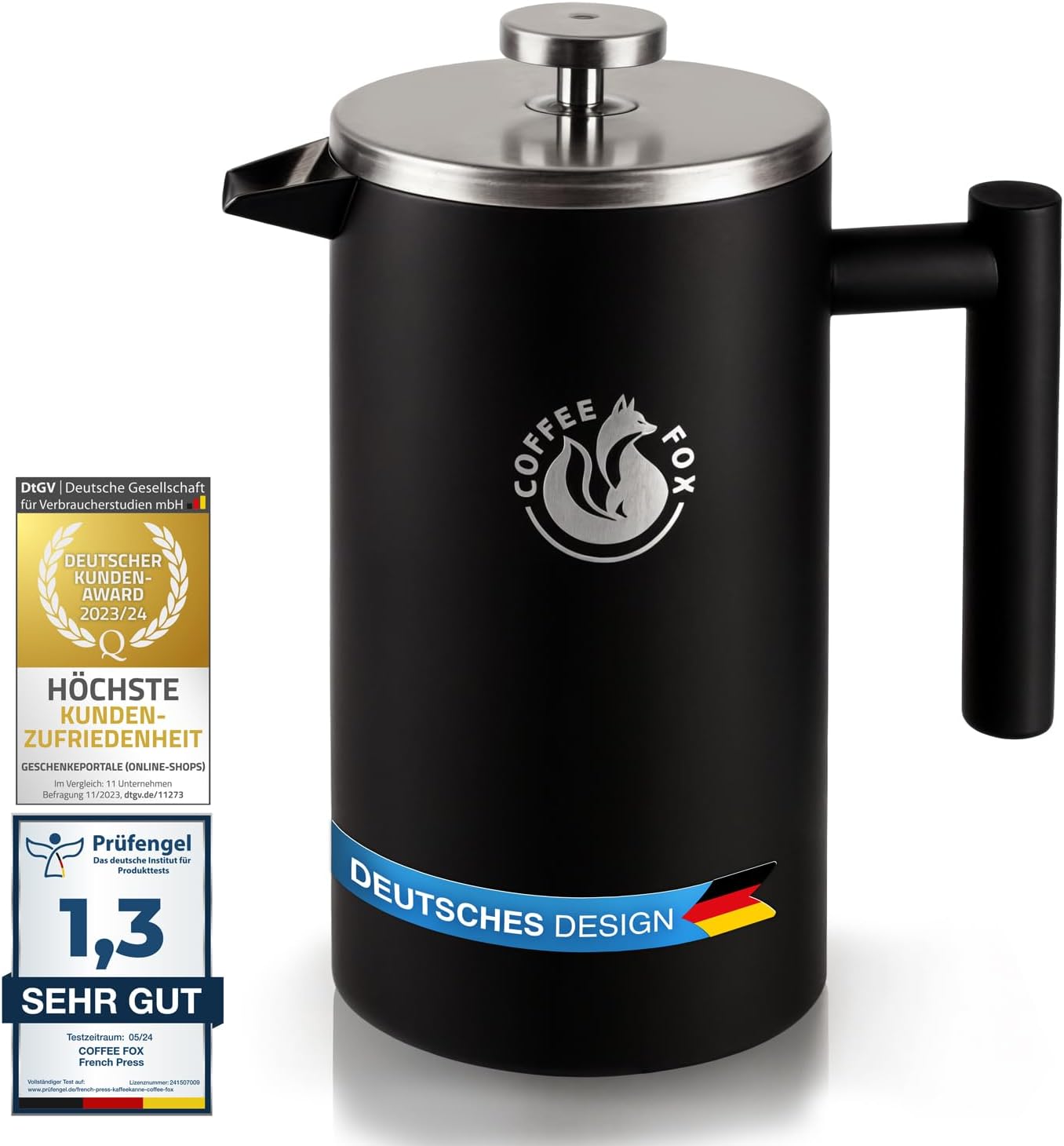 Edelstahl French Press 350ml - Bruchfeste Kaffeebereiter Kanne