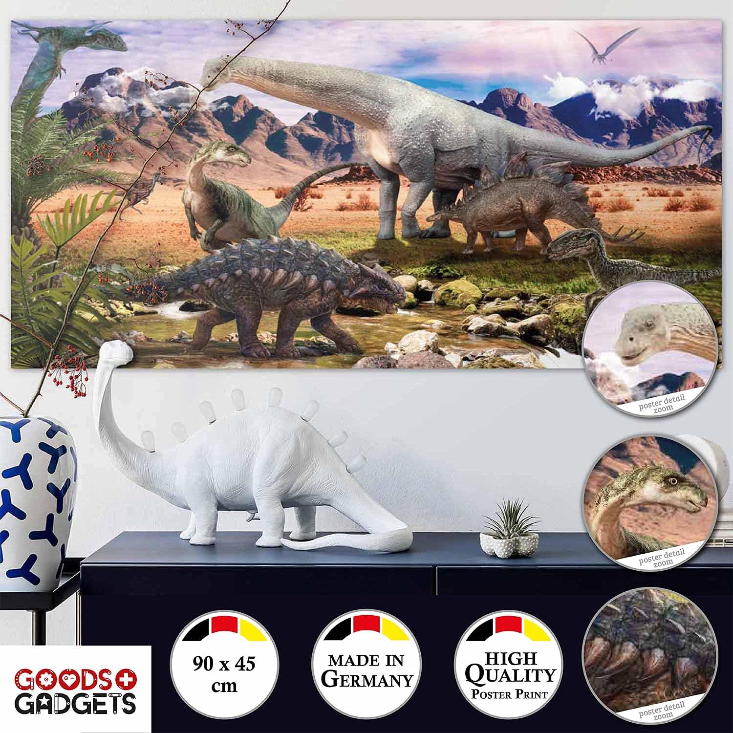 XXL Dinosaurier Poster 90x45cm - Premium Dino Wandbild für Kinder