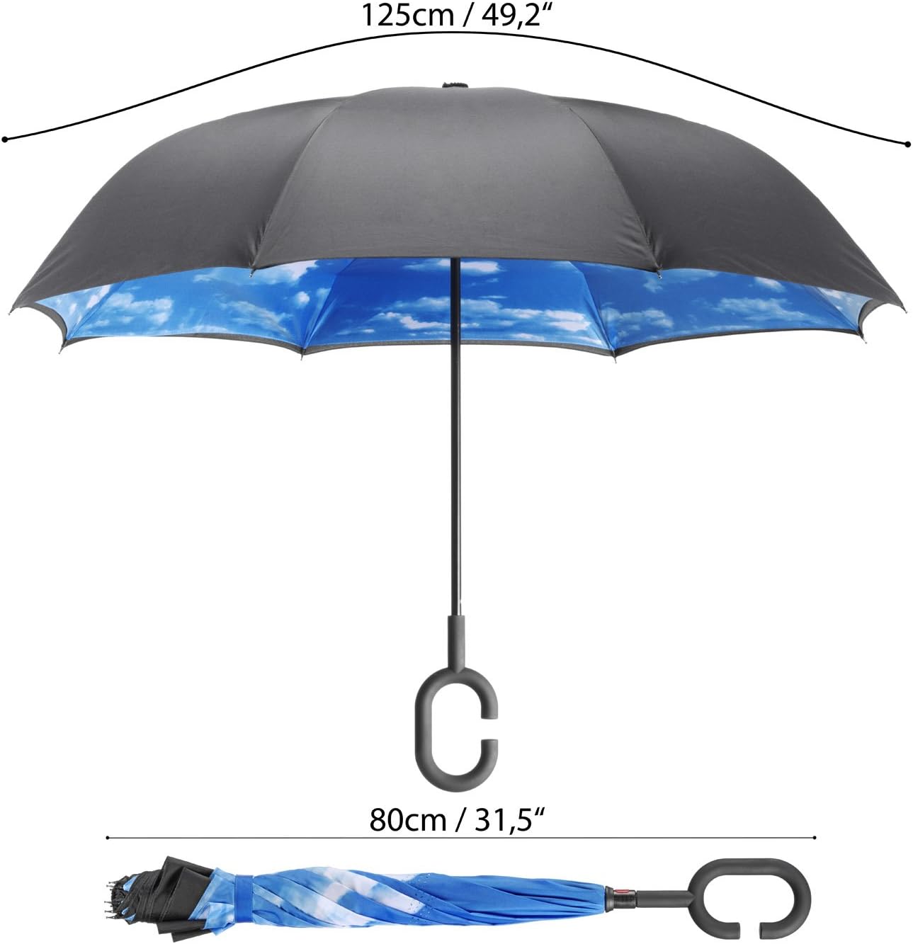 Invert-Regenschirm mit Himmels-Design - Windfester Automatik-Schirm