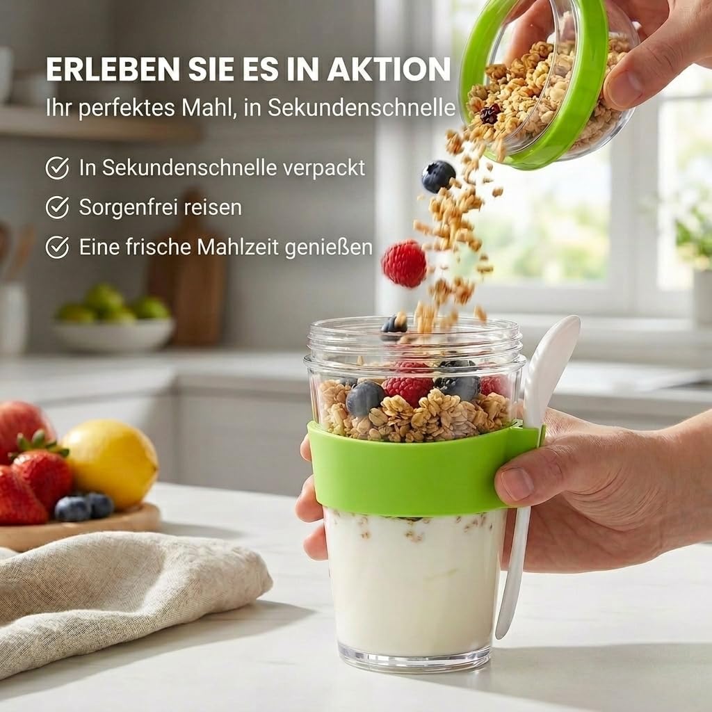 Joghurt- & Müsli-Becher für Unterwegs - 2-in-1 Müsli 2 go Becher Blau