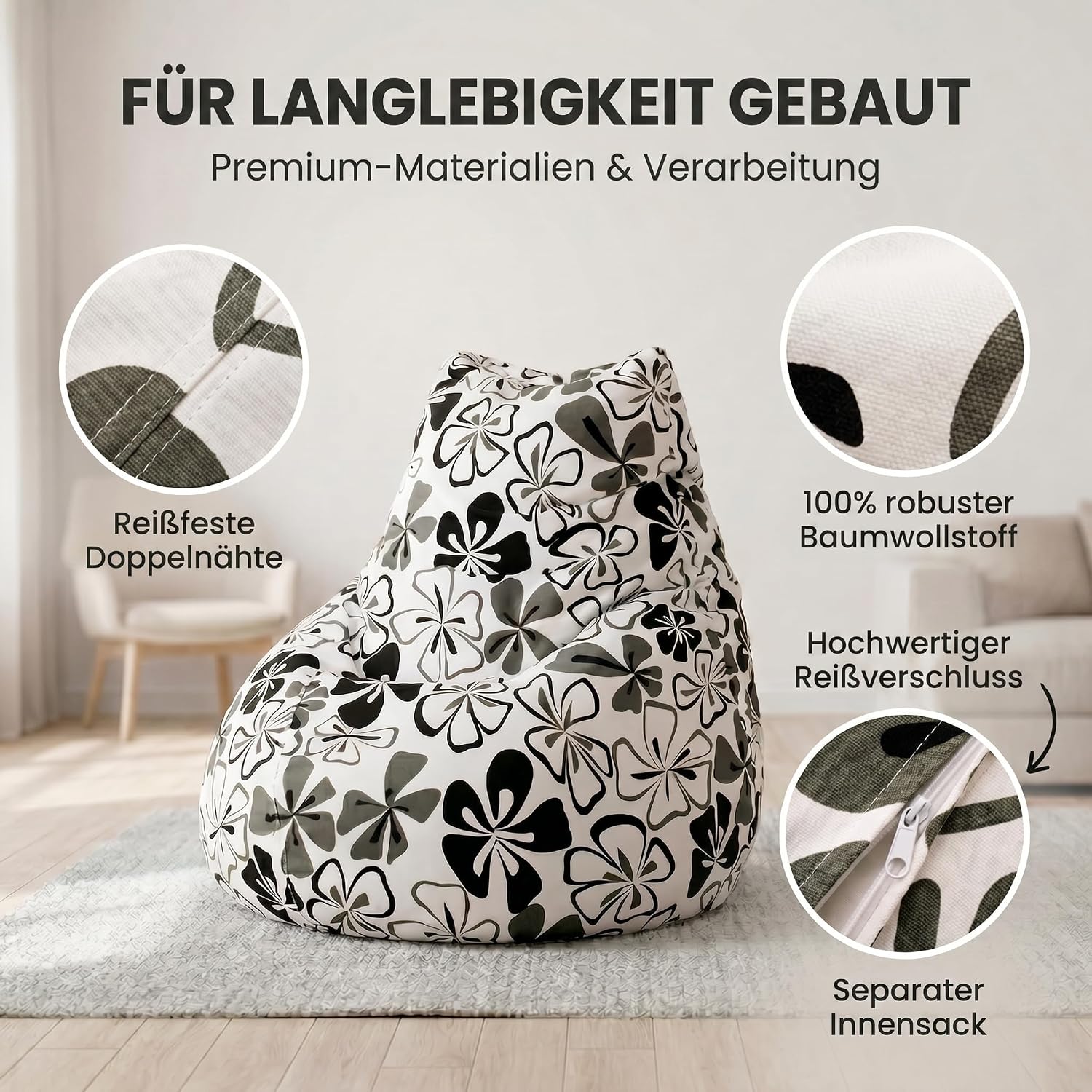 Smoothy Sitzsack Hawaii – XXL Beany Lounge Chair & Sitzkissen