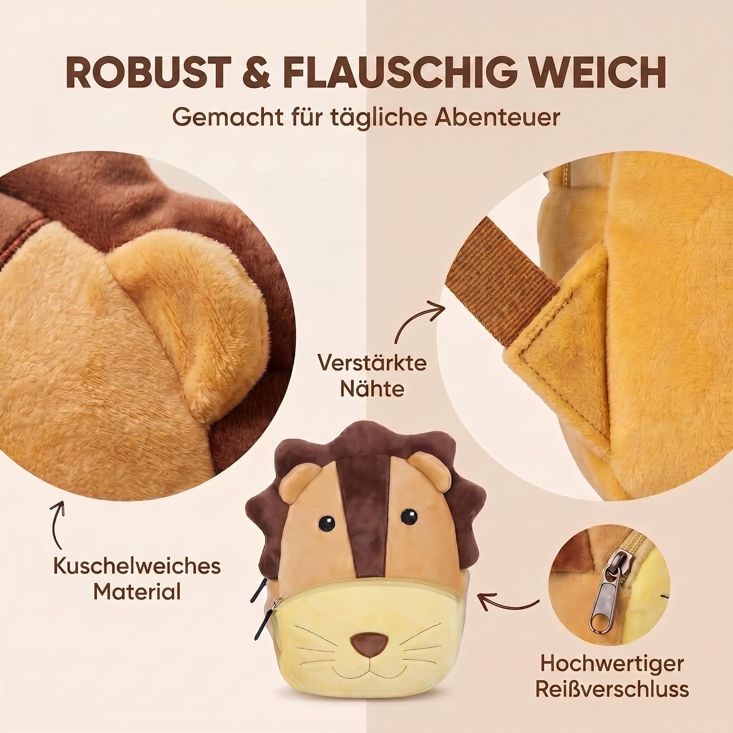 Tier-Kinderrucksack mit Sicherheitsleine für Kleinkinder